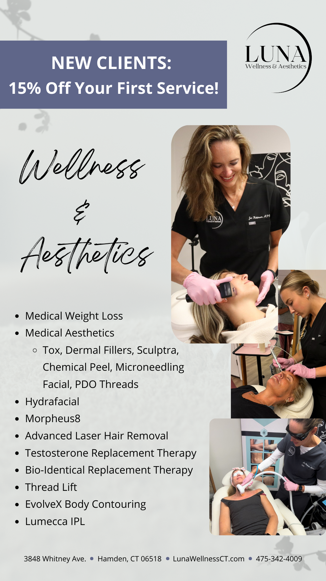 Luna Wellness & Aesthetics Facebook ad from Oct 30, 2024
