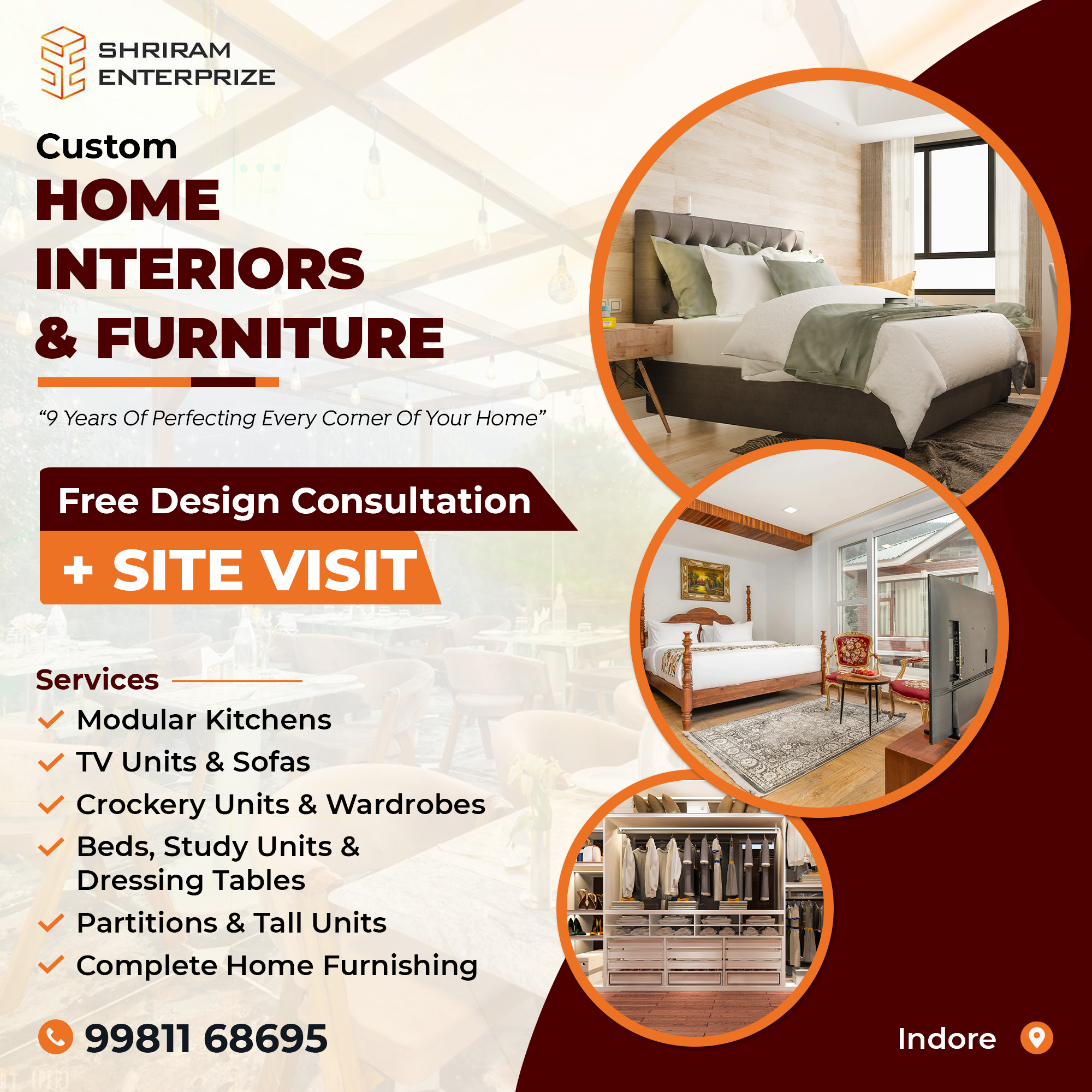 Shriram Enterprize Facebook ad: Custom Home Interiors & Furniture