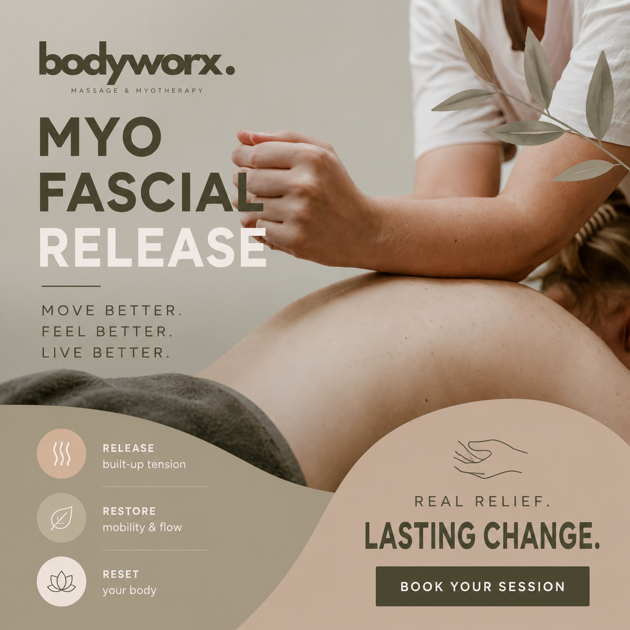 Bodyworx Massage & Myotherapy - Pain Relief & Movement Facebook ad: Myofascial Release