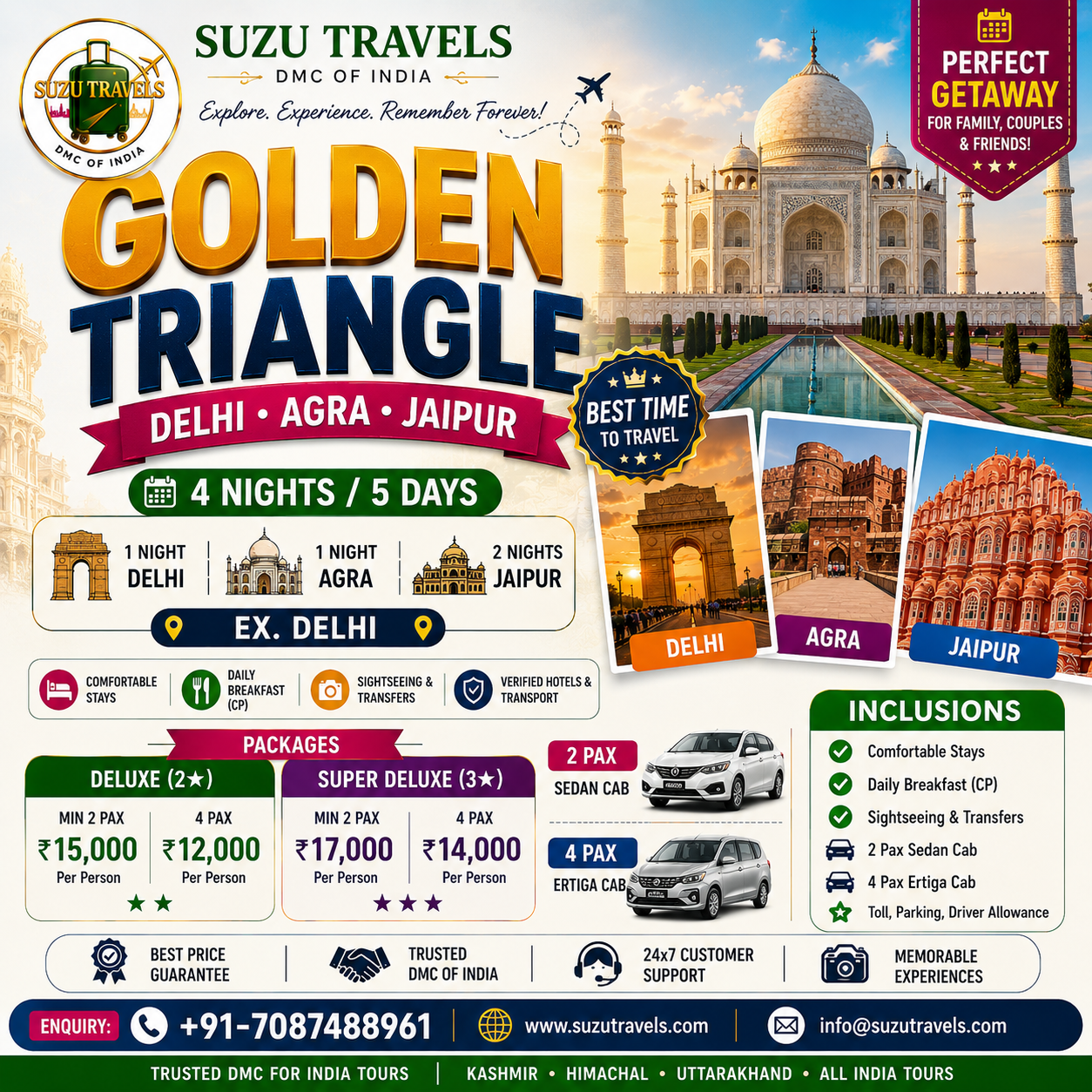 Suzu Travels Facebook ad: Golden Triangle, 4 Nights / 5 Days ki…