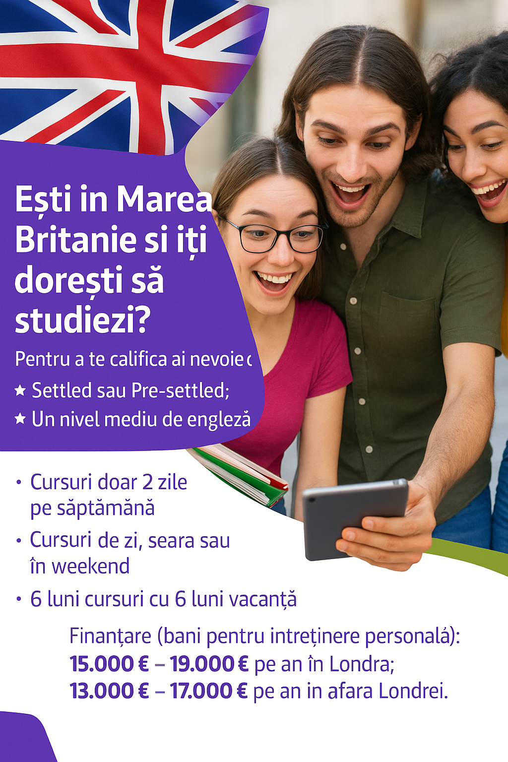 Future Students UK Facebook ad: Te afli in Marea Britanie si iti doresti…
