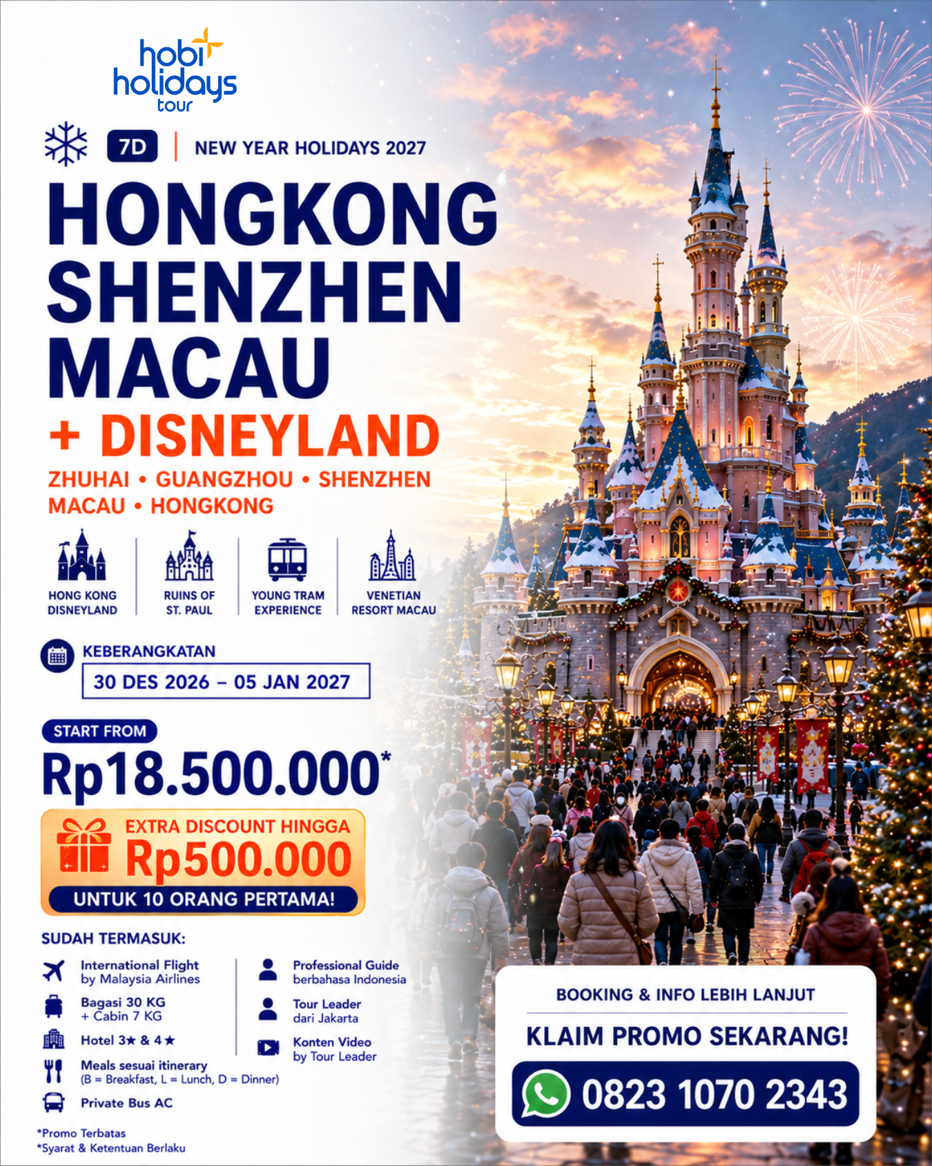 Hobiholidays Tours Facebook ad: AMANIN SEAT HONGKONG 30 DESEMBER CUKUP DP 3JT