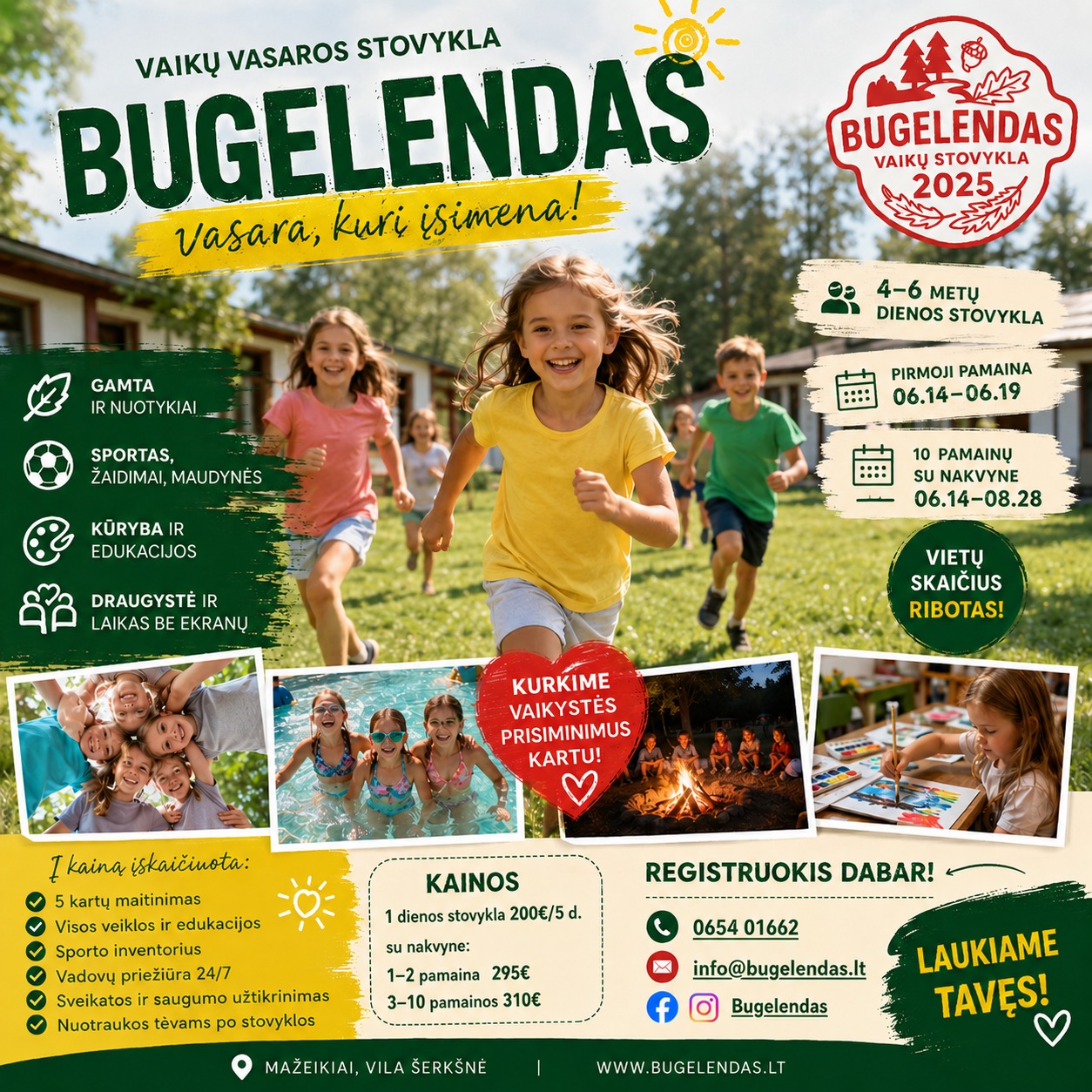 Bugelendas vaikų stovykla Facebook ad: Vaikų stovykla šalia Mažeikių.
