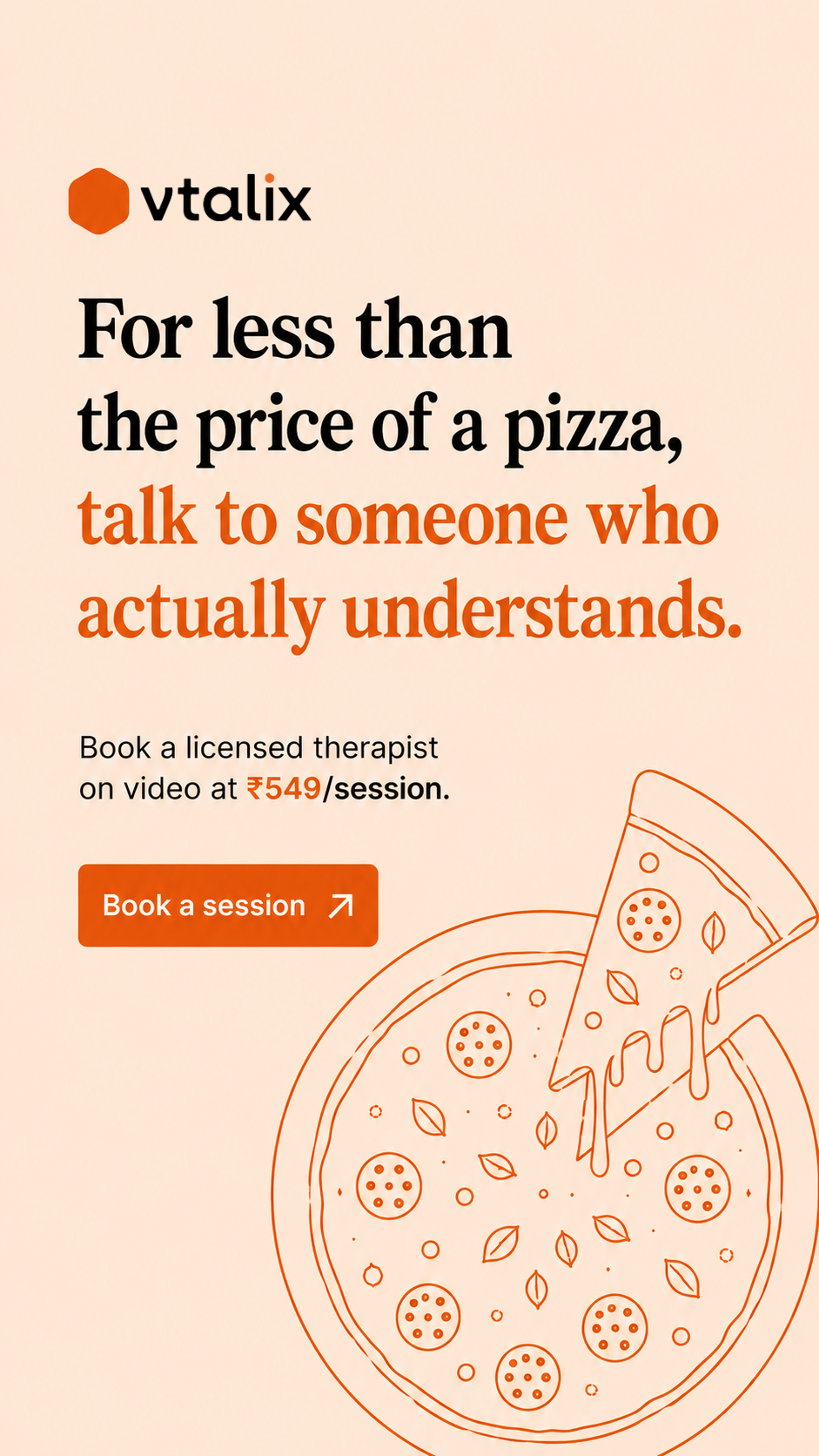 Vtalix Facebook ad: Get mental health support without confusion or judgment.