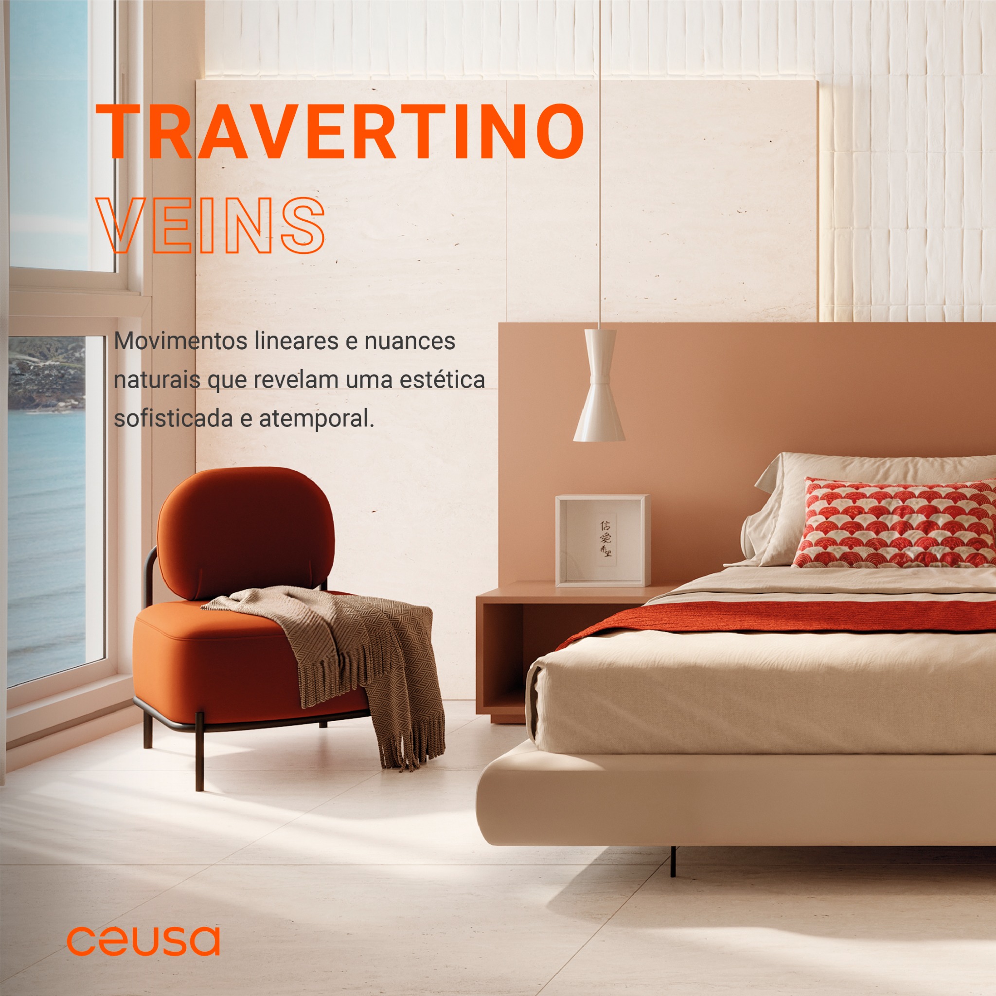 Ceusa Revestimentos Cerâmicos Facebook ad: Coleção Travertino Veins
