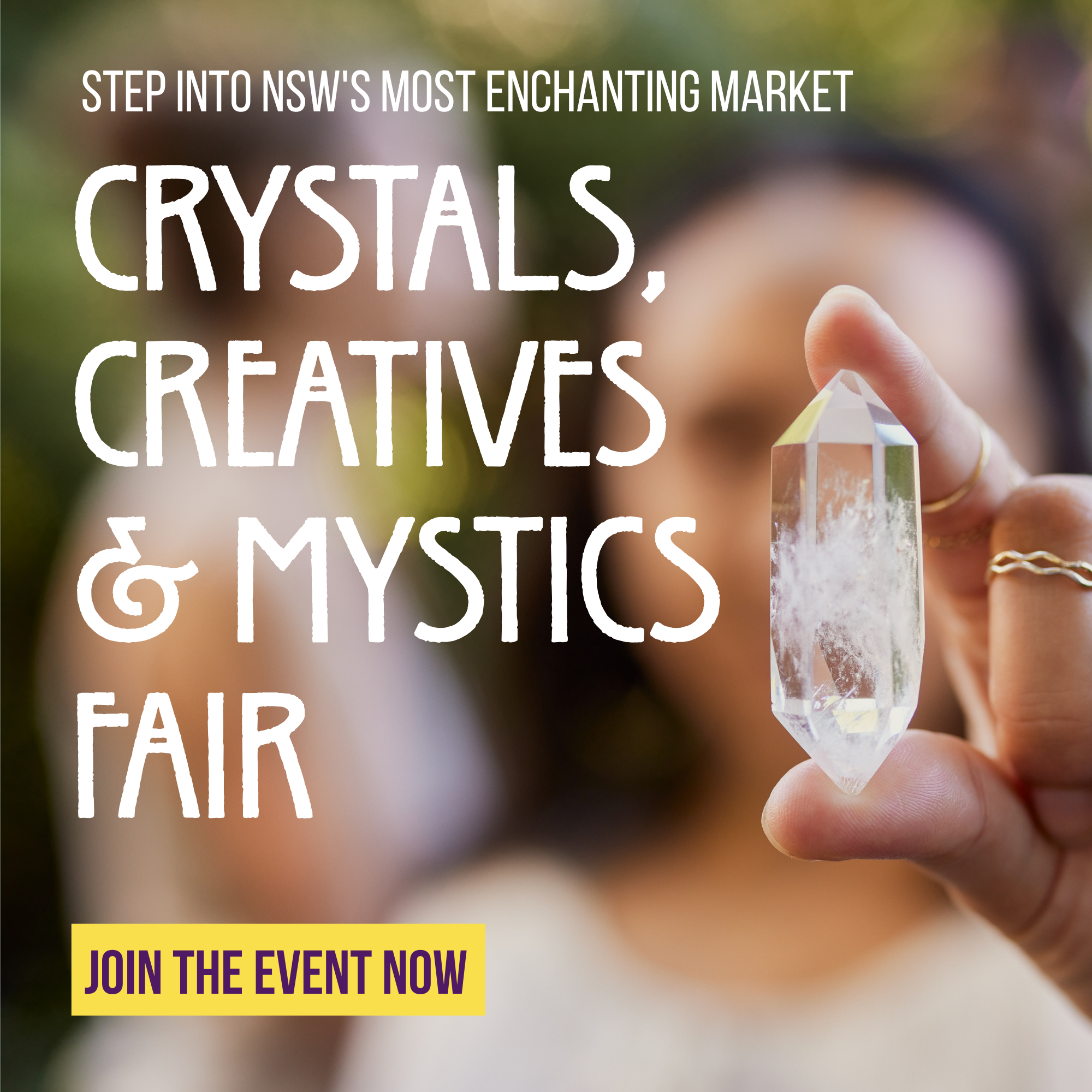 Crystals Creatives & Mystics Fair Facebook ad