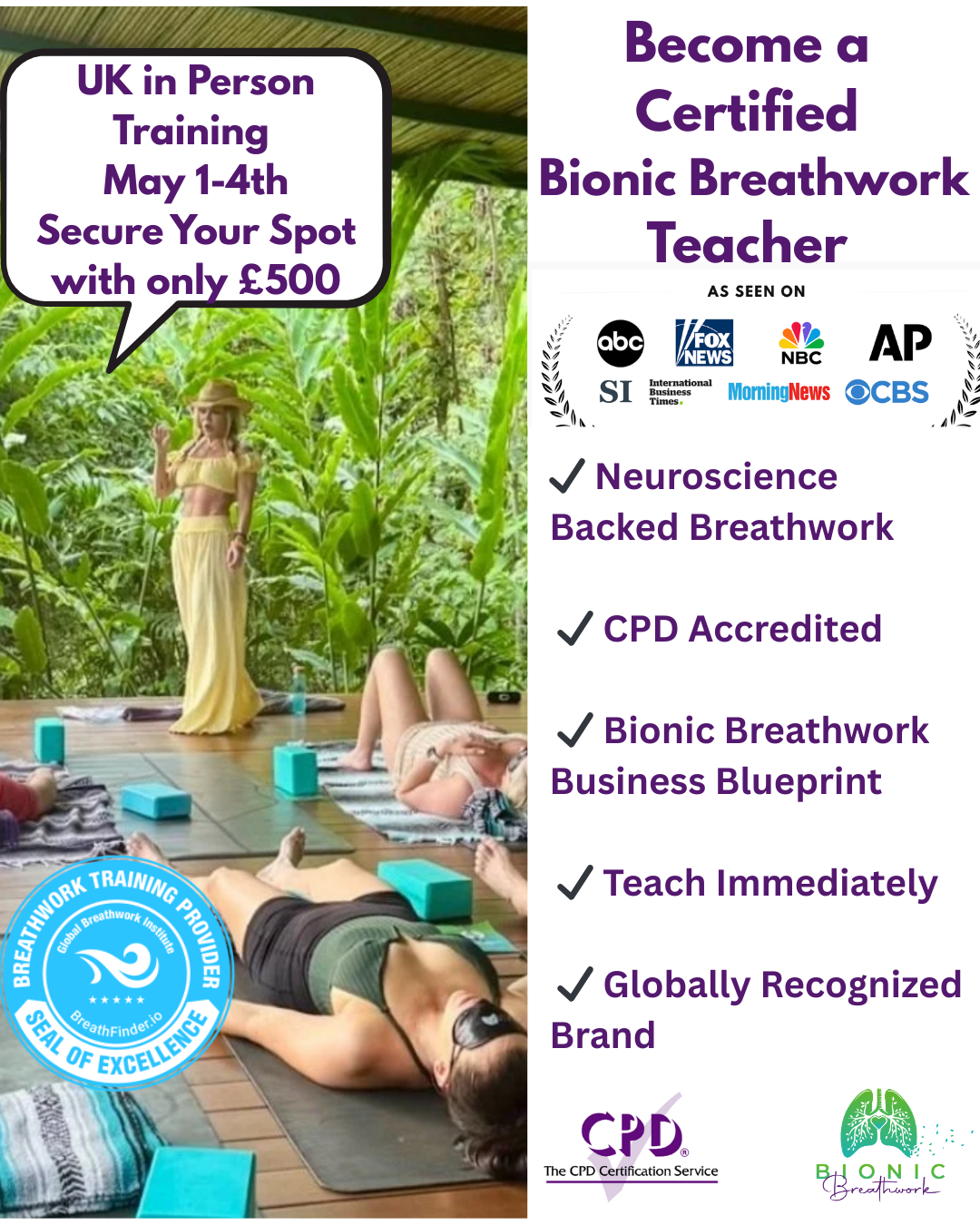 Bionic Breathwork Facebook ad: Teacher Training