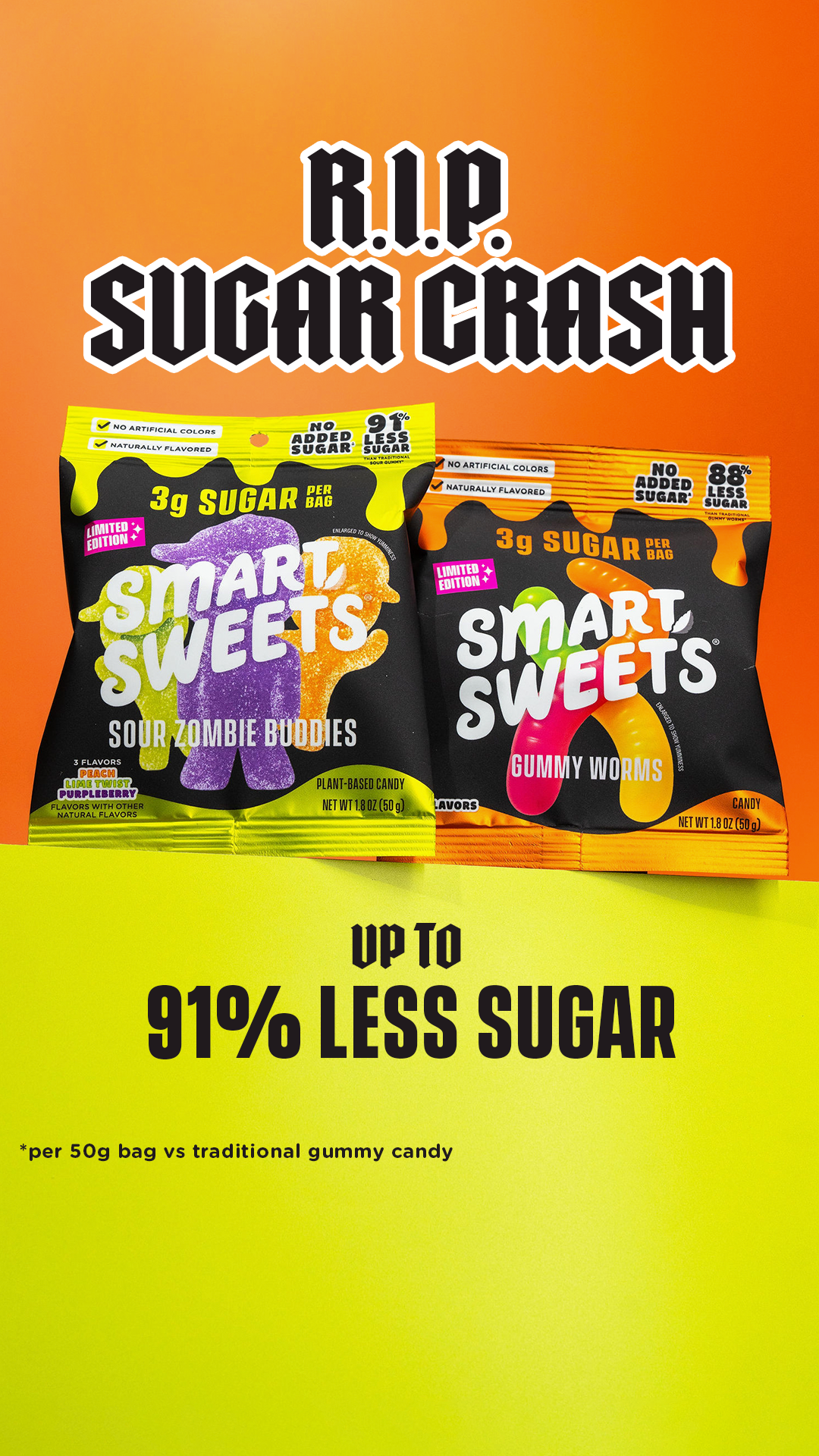 SmartSweets Facebook ad: No scary sugar crash