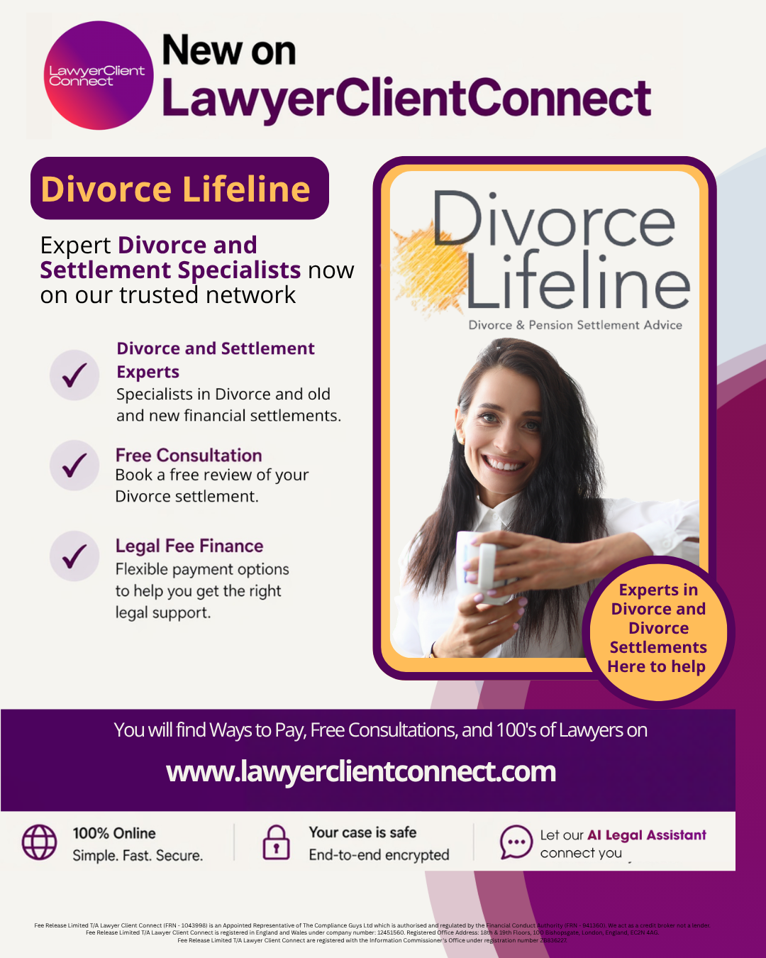 Lawyer Client Connect Facebook ad: Find a Lawyer & Pay Over Time | Lawyer Client Connect