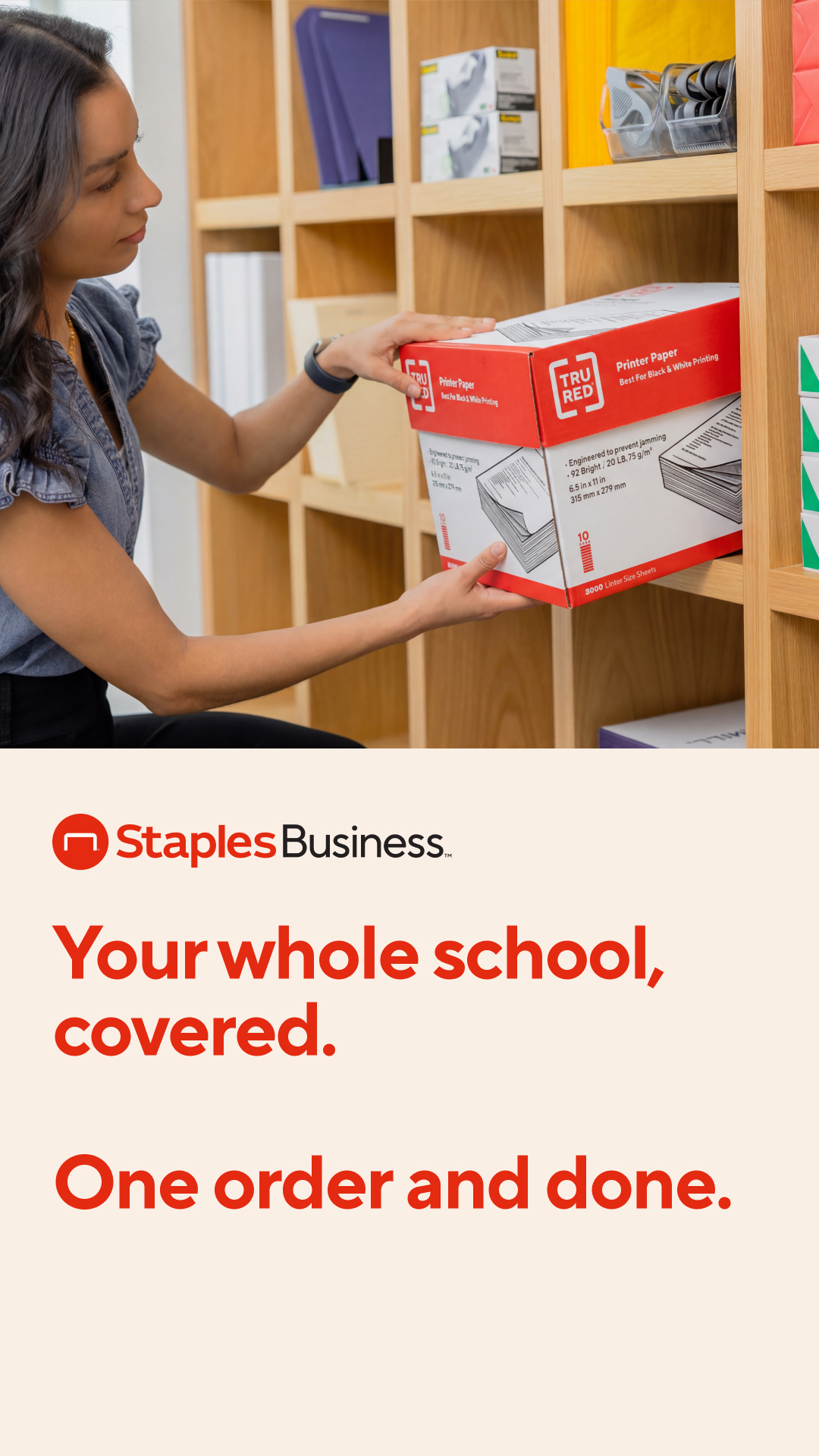 Staples Business Facebook ad from Aug 3, 2026
