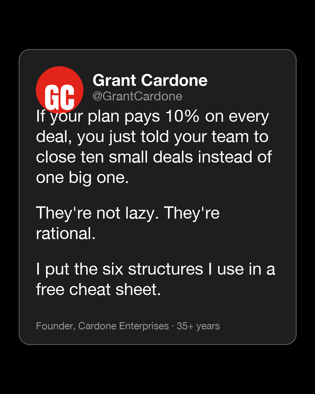 Grant Cardone Facebook ad: They're Not Lazy. They're Rational.