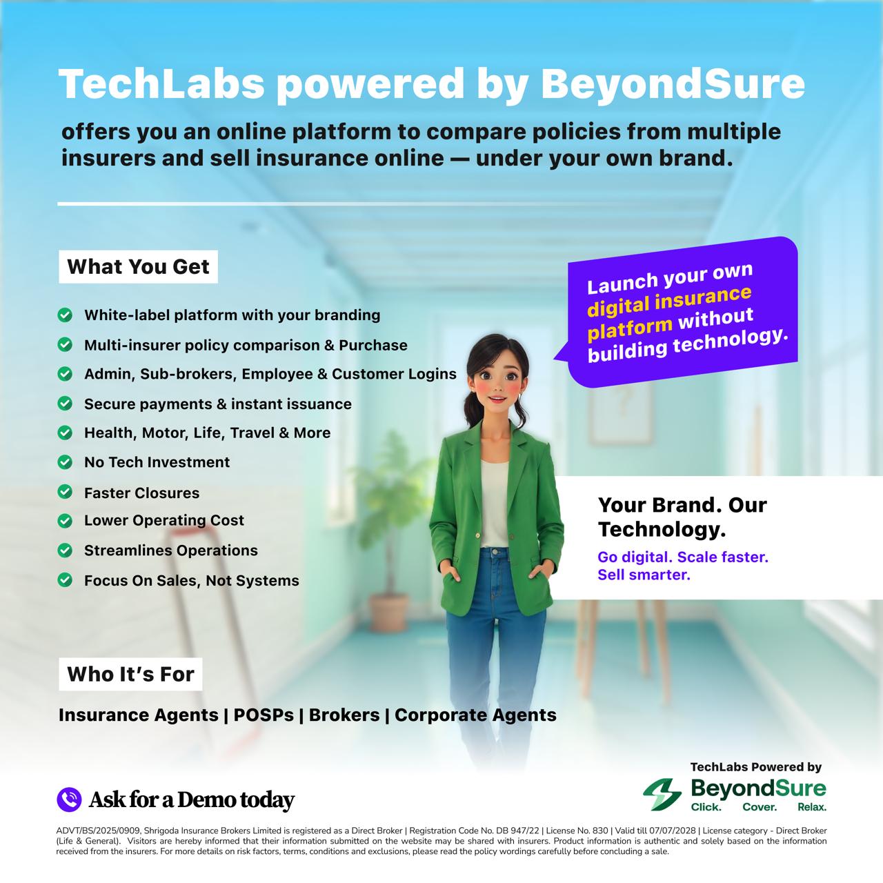 Beyondsure Facebook ad: Launch Your Insurance Platform Today