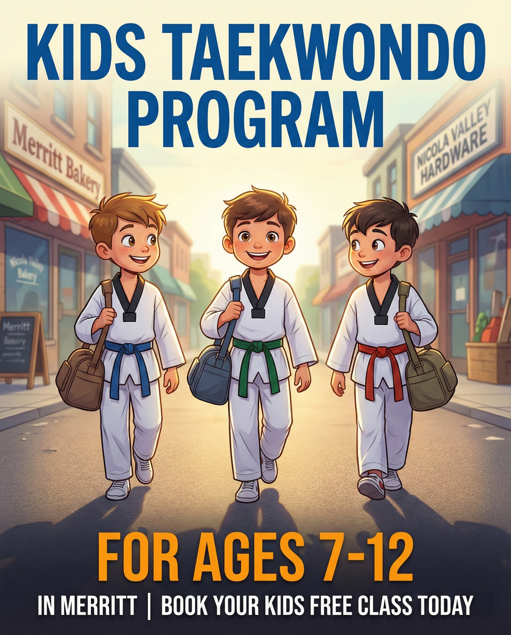 Baek’s Taekwondo Academy Facebook ad: Free Kids Taekwondo Class in Merritt