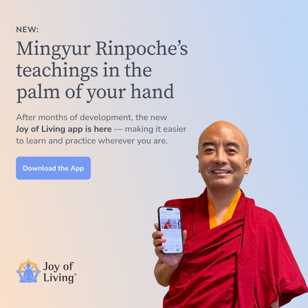 Tergar Meditation Community Facebook ad: Mingyur Rinpoche’s teachings in the palm of your hand