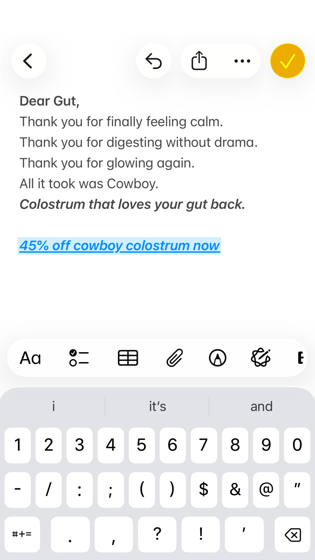 Cowboy Colostrum Facebook ad