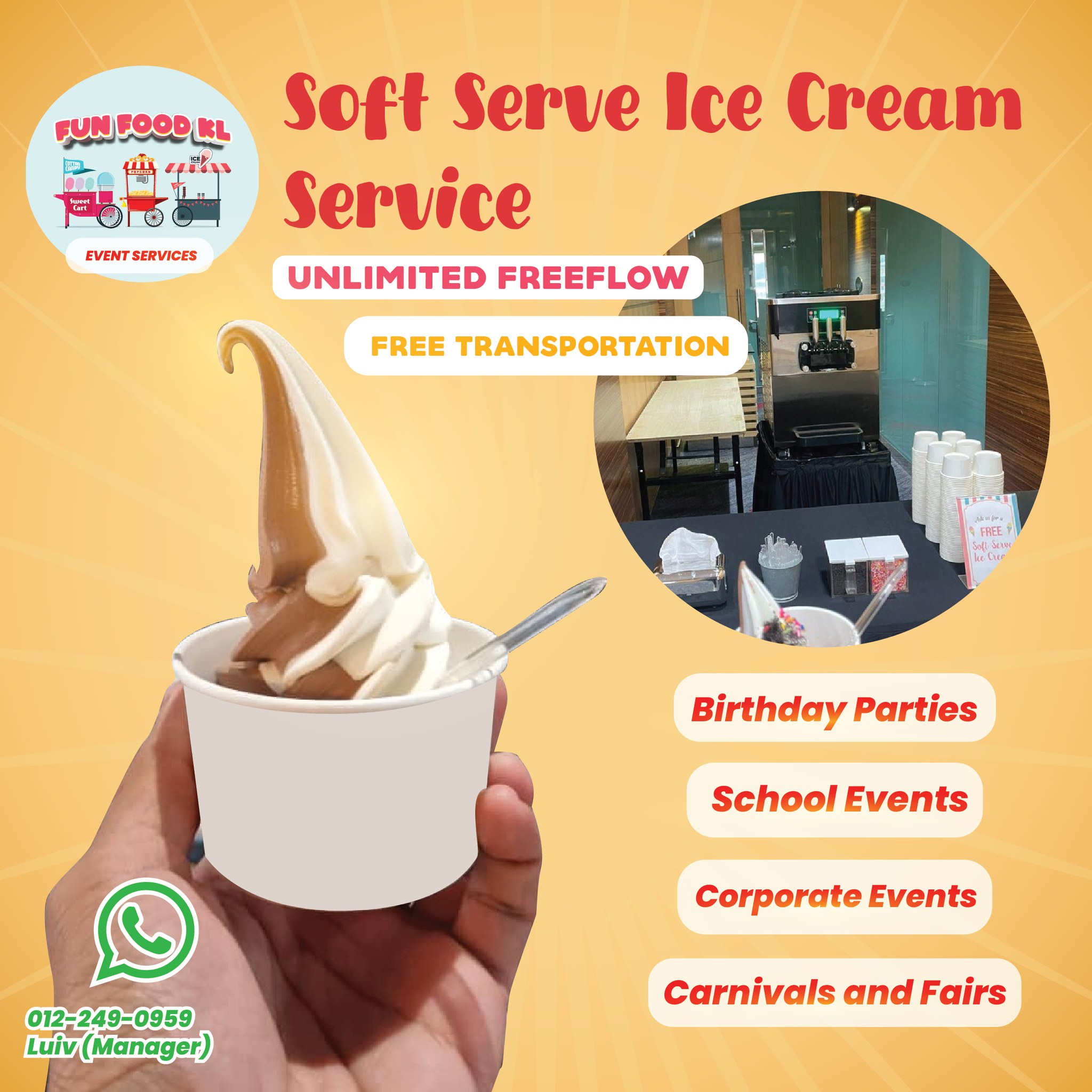 Fun Food KL Facebook ad: Unlimited Free-Flow Soft Serve Ice Cream!