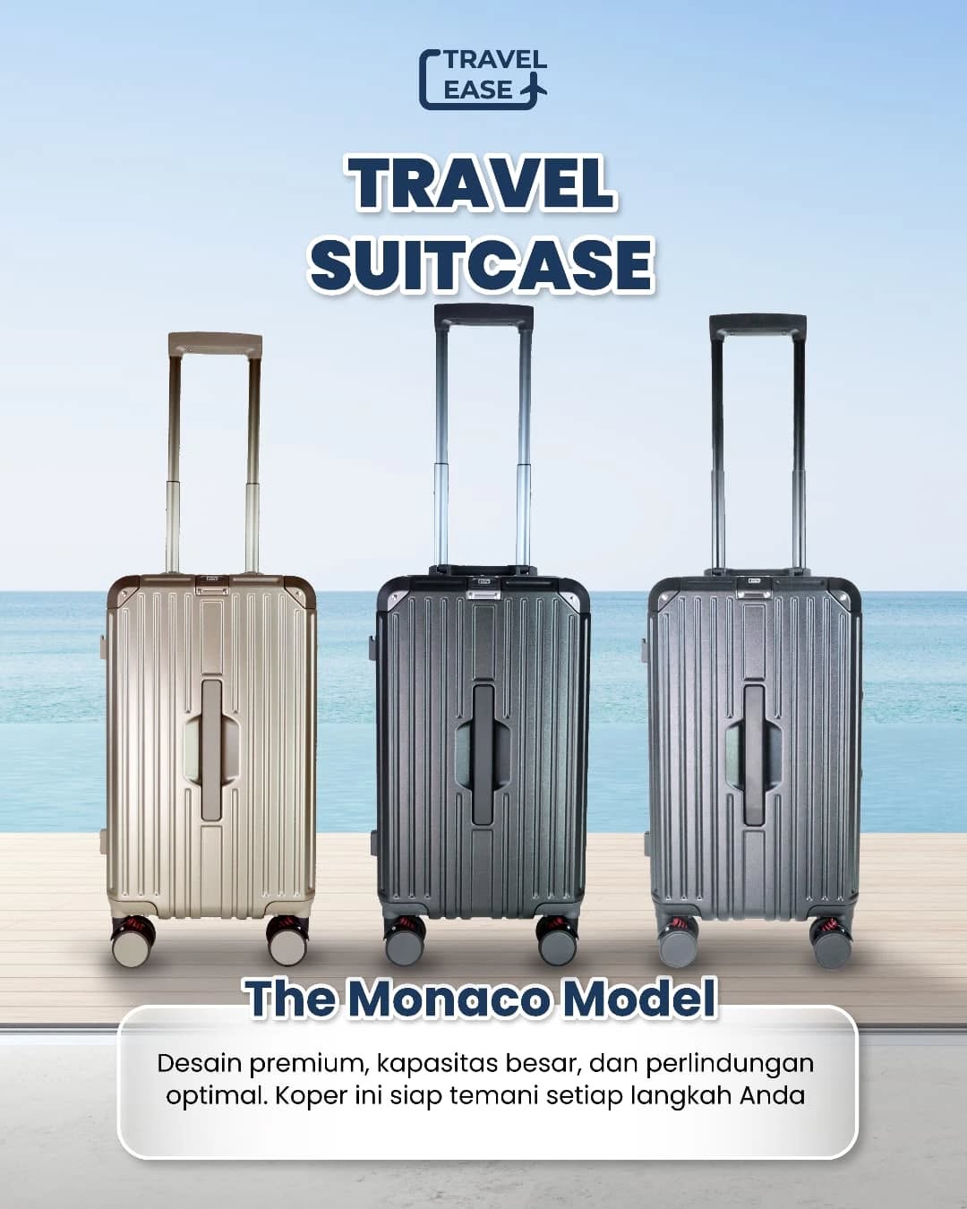 travelease.co.id Facebook ad: Koper Monacco dari TravelEase siap menemani petualagan kamu!