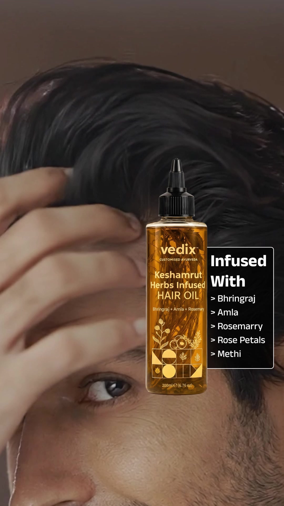 Vedix Facebook ad: Vedix Keshamrut Hair Growth Oil For Men