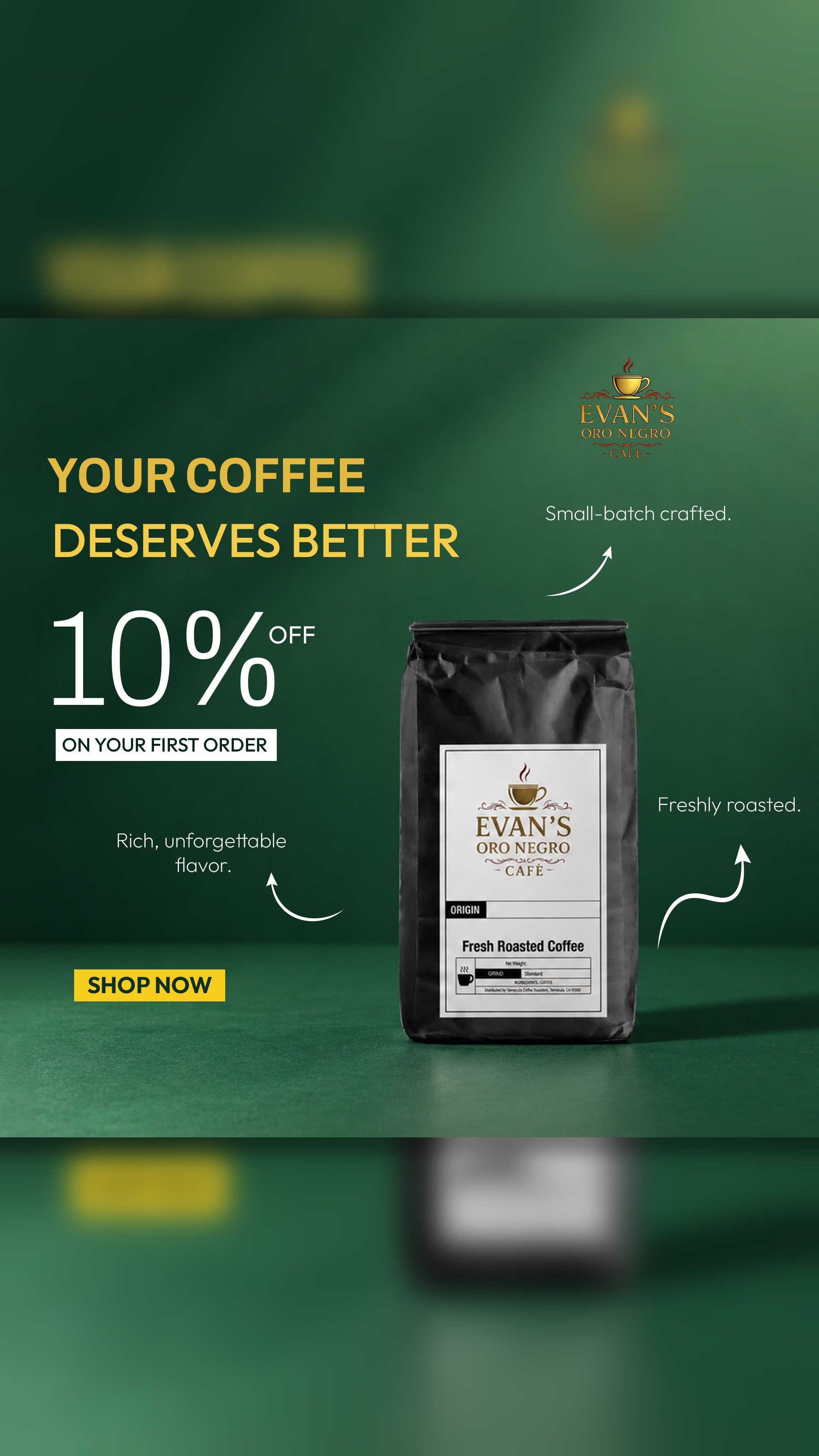 Evan's Oro Negro Cafe Facebook ad