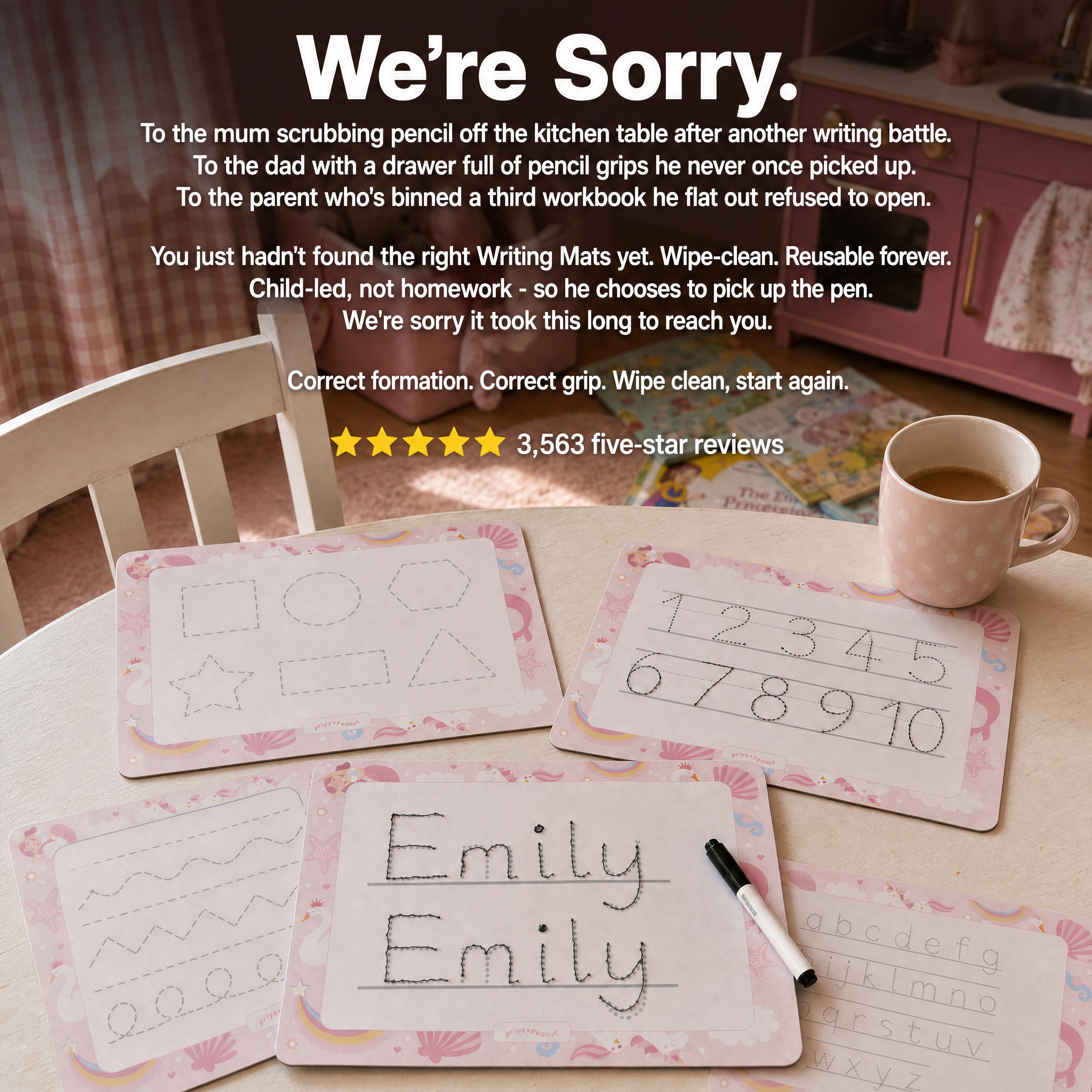 Priya & Peanut Facebook ad: Writing Practice That Actually Sticks