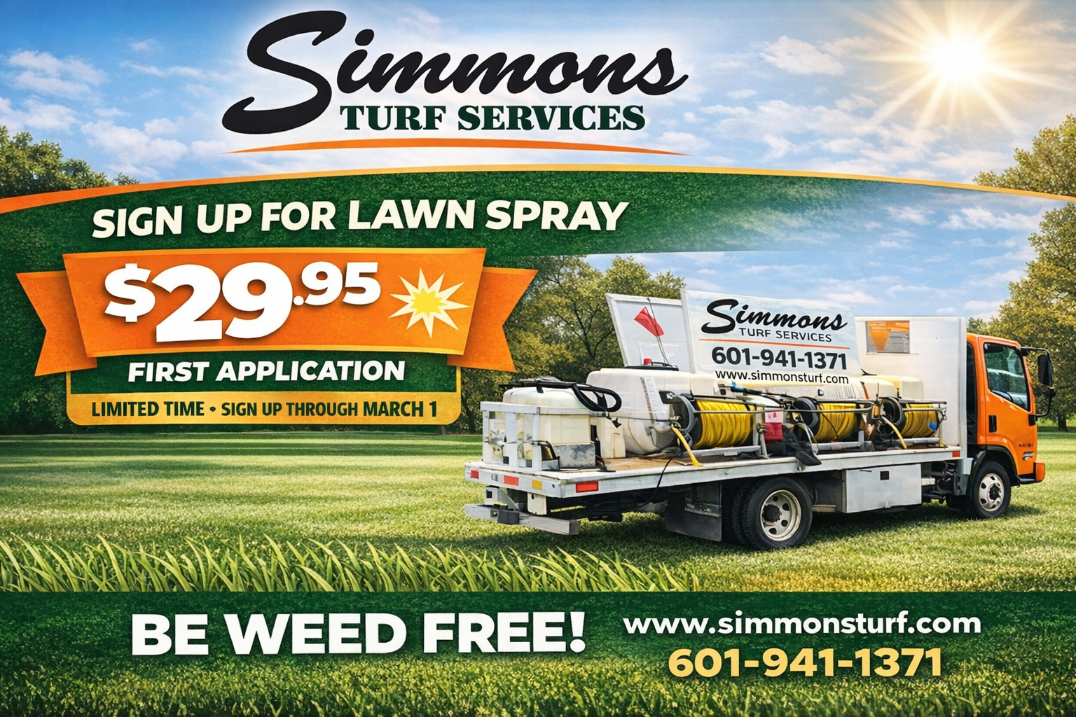Simmons Turf Services Facebook ad: First Application - 29.95