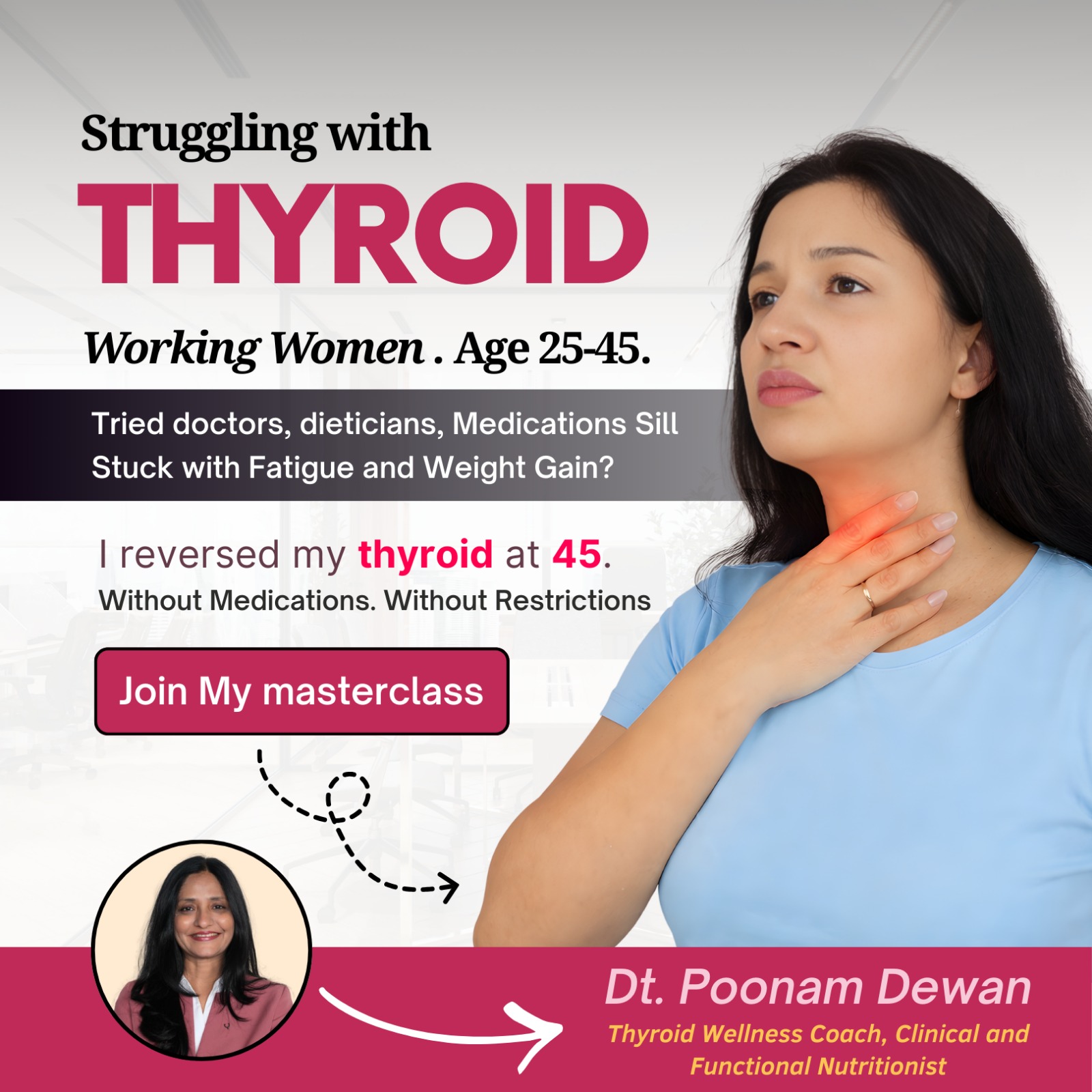 Eat Smart by Poonam Facebook ad: FREE Masterclass for Indian Women Battling Thyroid Issues