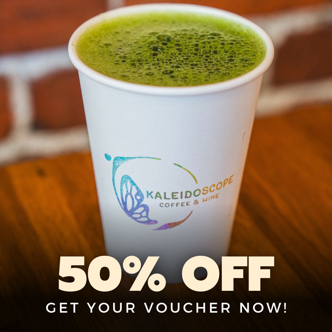 Kaleidoscope Coffee Facebook ad: 50% OFF Coffee Sip More, Spend Less