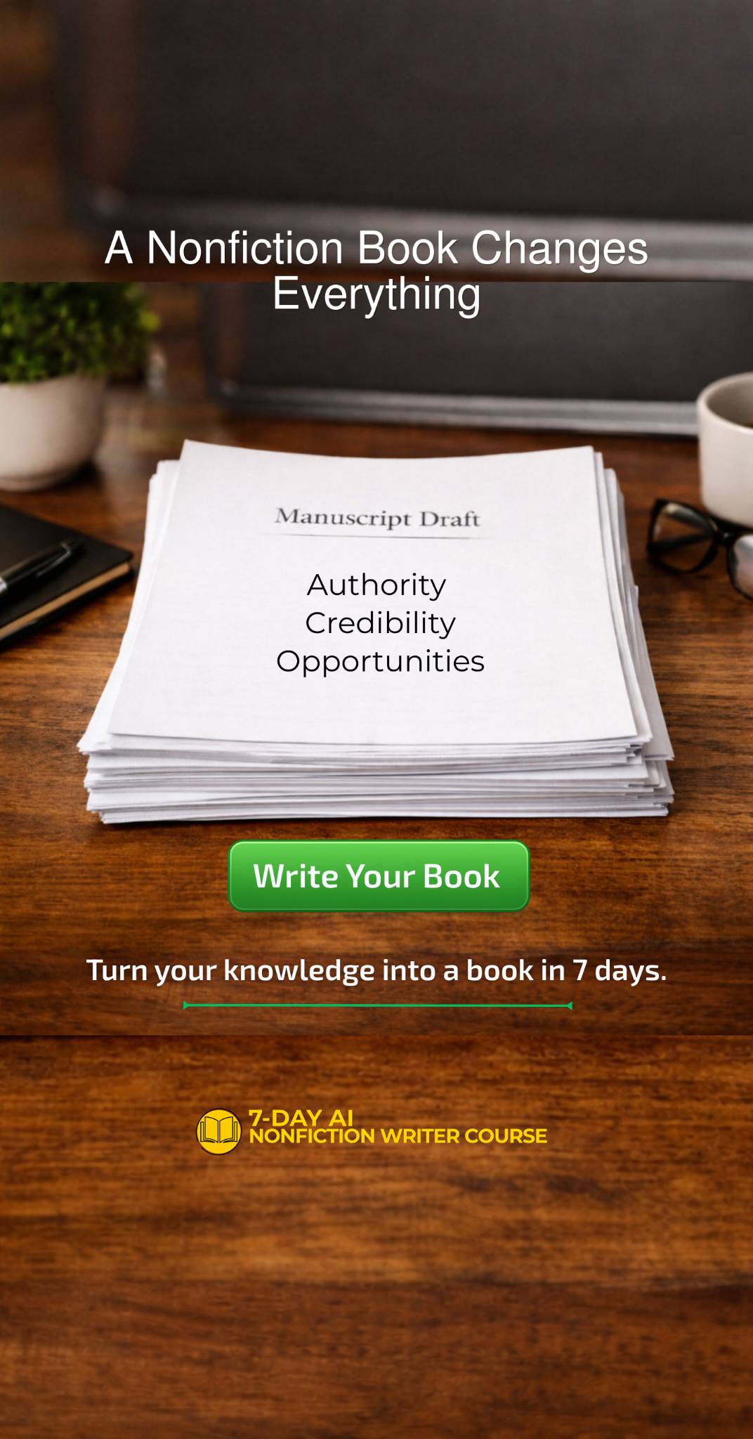 7 Day AI Writer Facebook ad from Apr 6, 2026