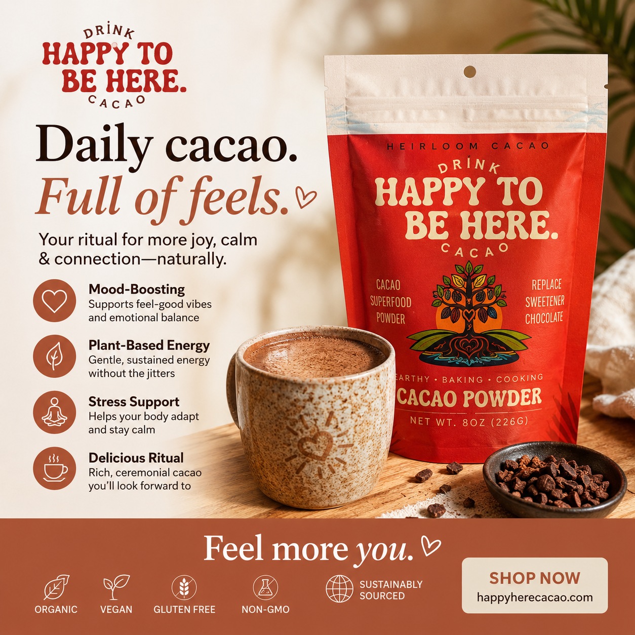 Happy To Be Here Cacao Facebook ad