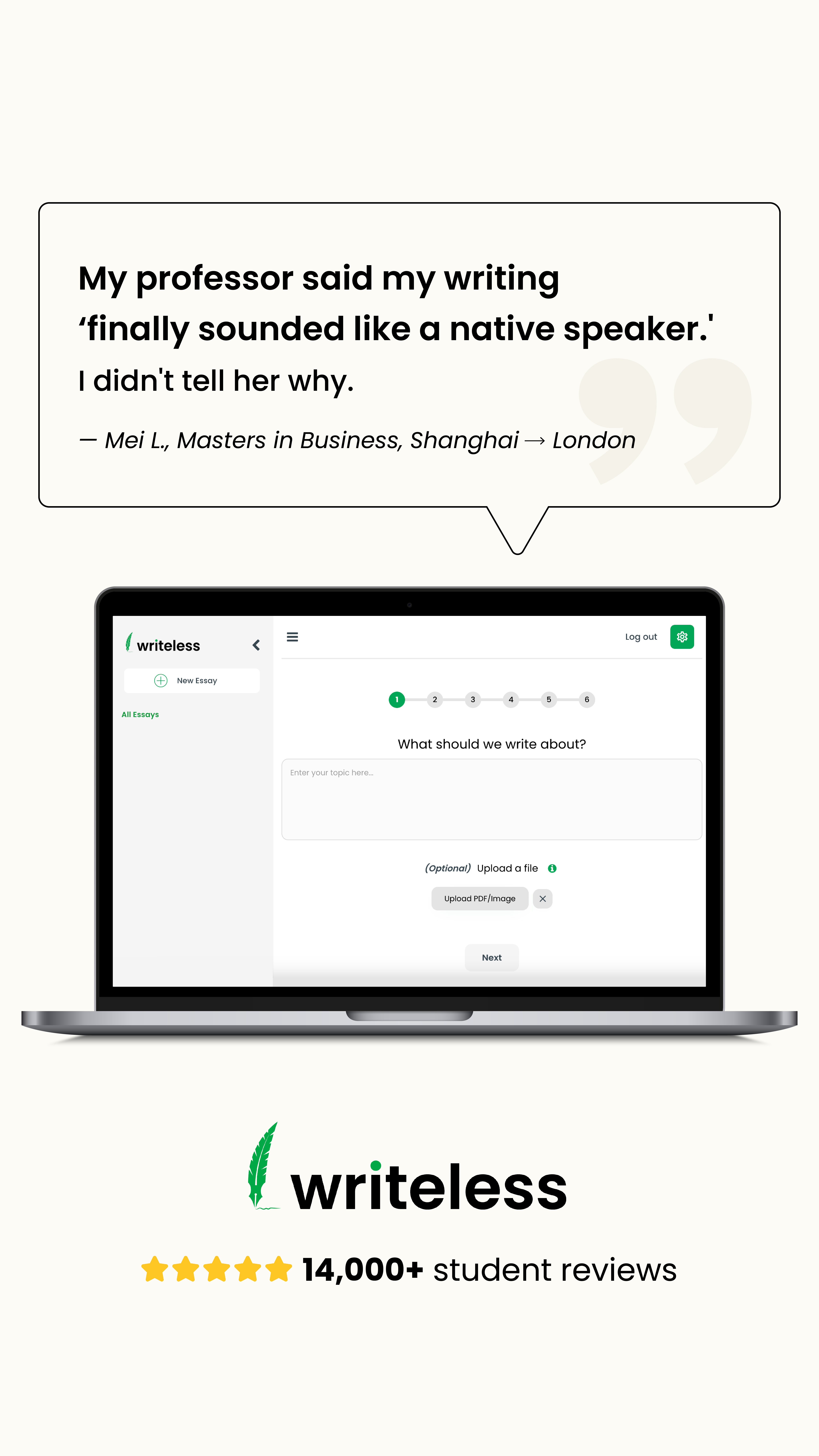 Writeless AI Facebook ad