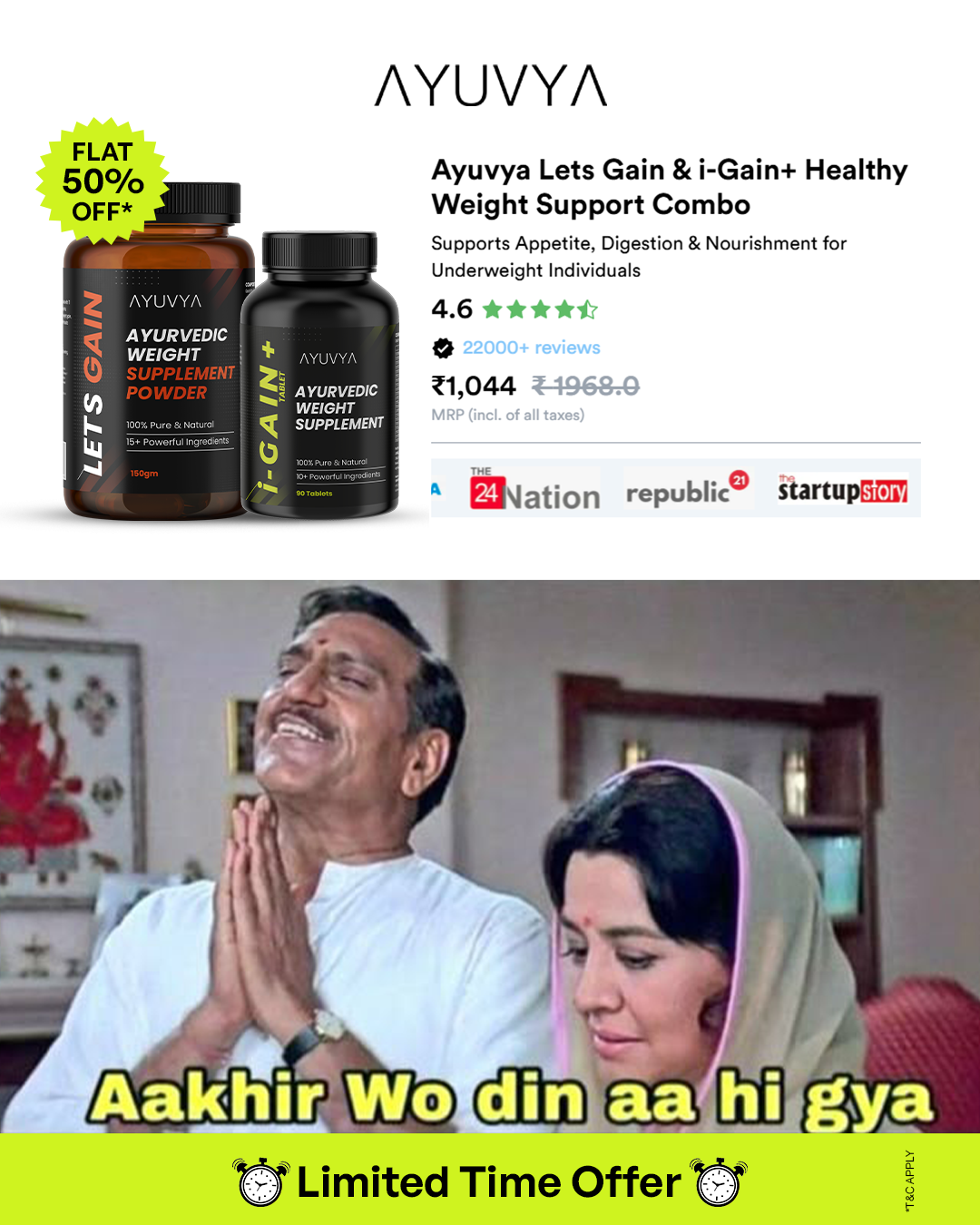 Ayuvya Weight Gain Journey Facebook ad