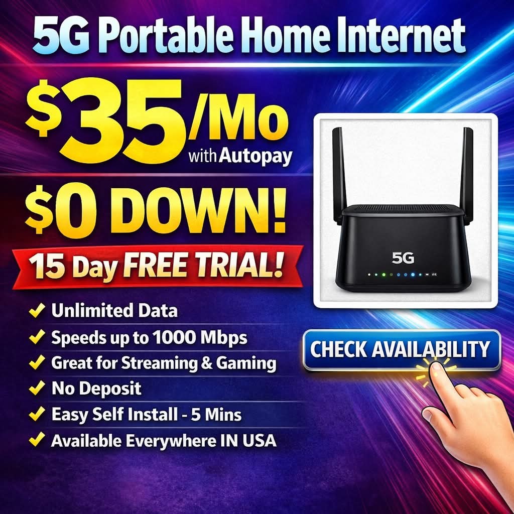 5G Portable Home Internet Facebook ad: CHECK AVAILABILITY