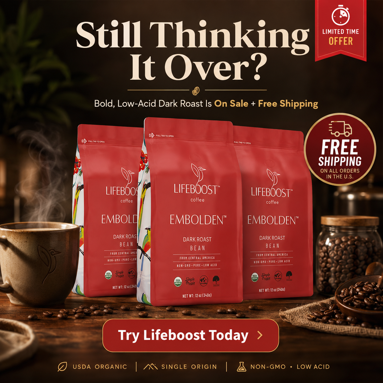 Lifeboost Coffee Facebook ad
