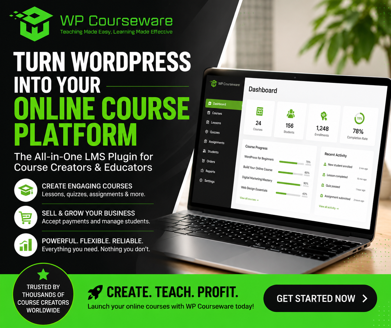 Fly Plugins Facebook ad: Turn Your WordPress Site Into an Online Course Platform