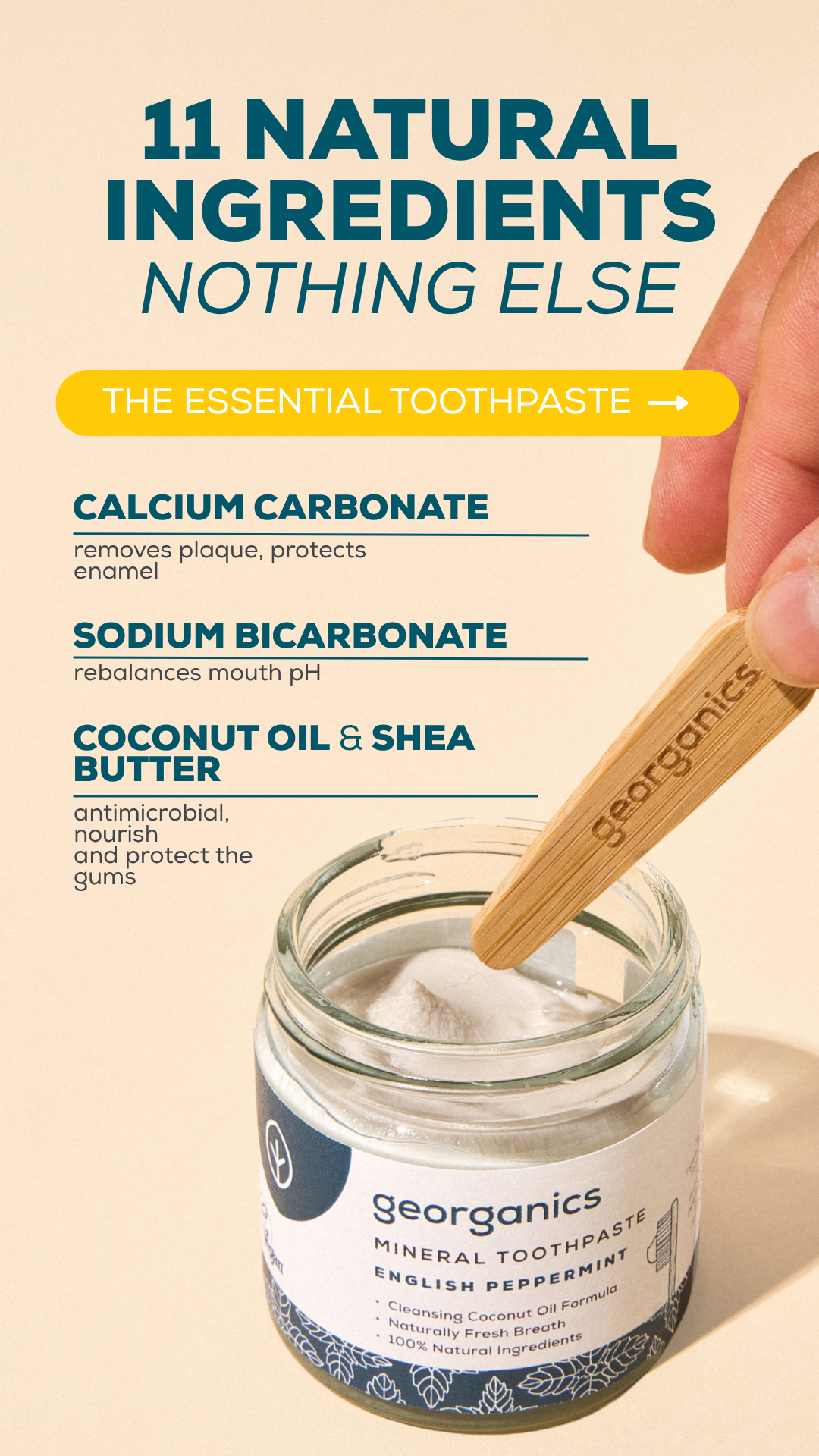 Georganics Facebook ad: Natural toothpaste, simplified