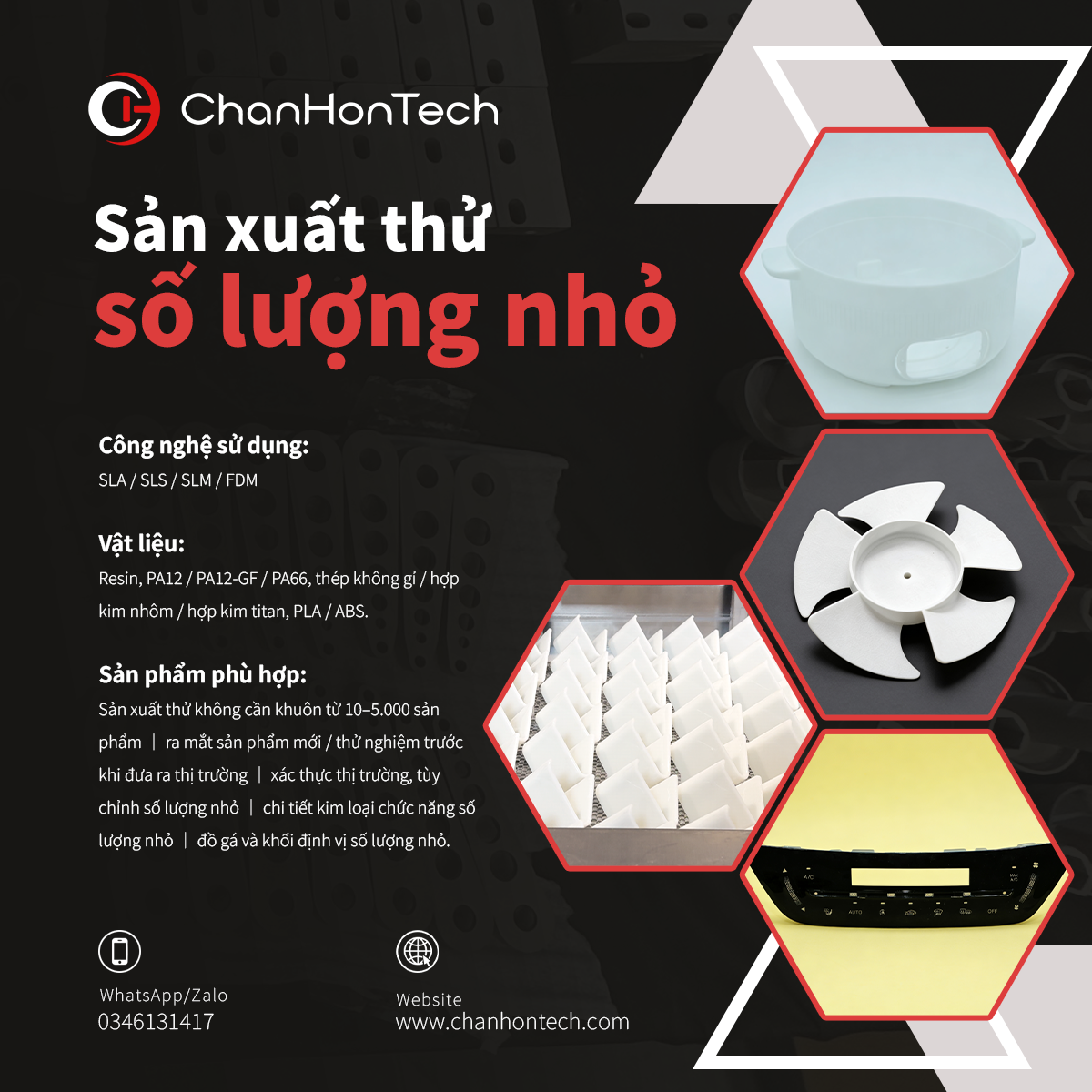 Chanhontech 3D Printing Facebook ad: Vỏ nhựa thiết bị gia dụng & điện…