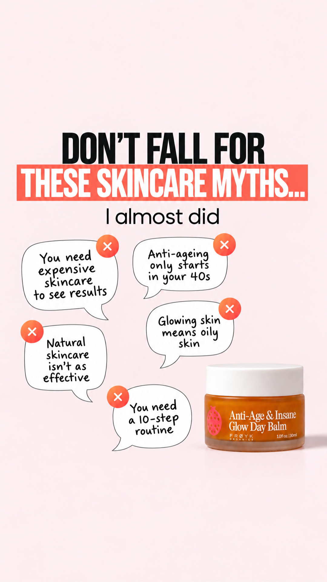 Frøya Organics Facebook ad: Your glow isn't gone