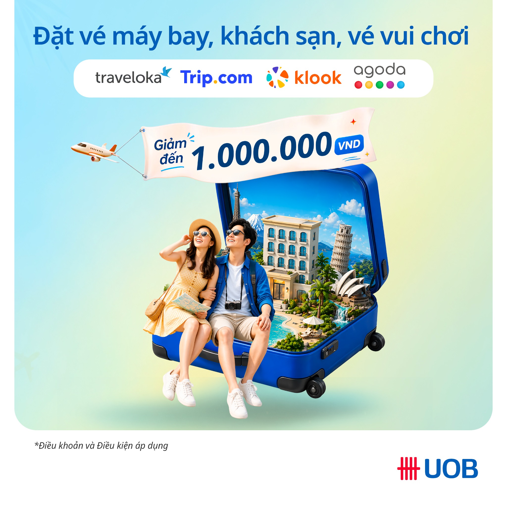 UOB Facebook ad: Ưu đãi du lịch đến 1.000.000 VND với Thẻ UOB
