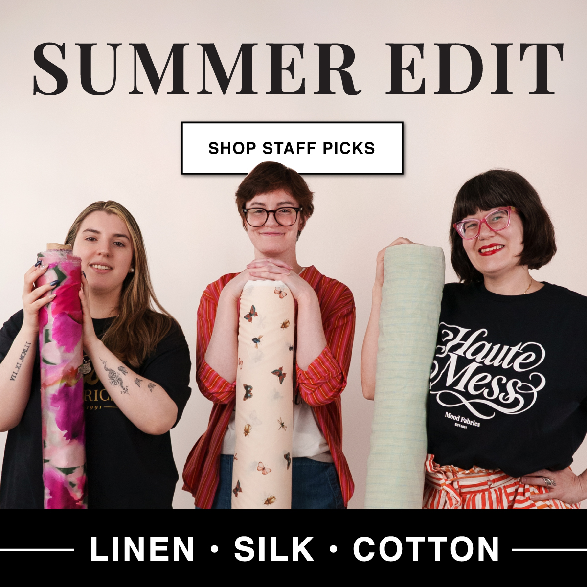 Mood Designer Fabrics Facebook ad: Summer Staff Picks