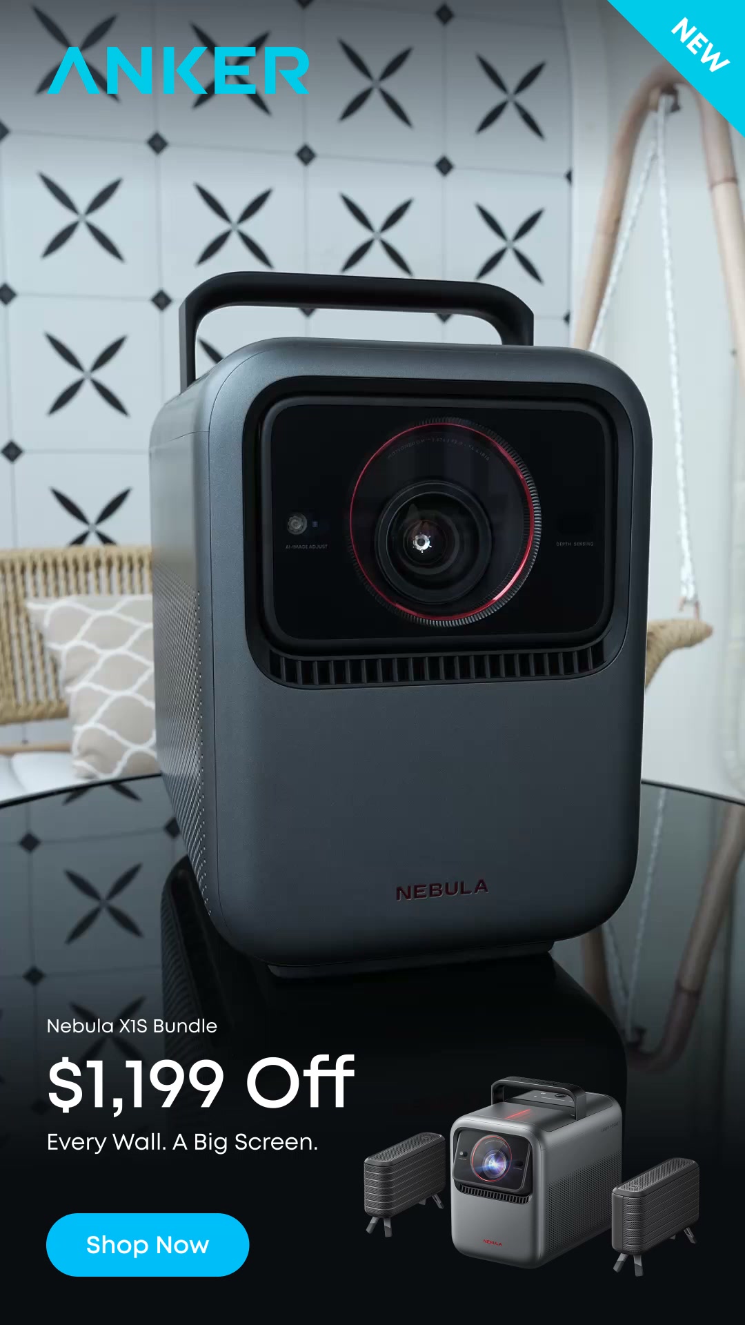 soundcore Facebook ad: Massive Cinema. Anywhere.