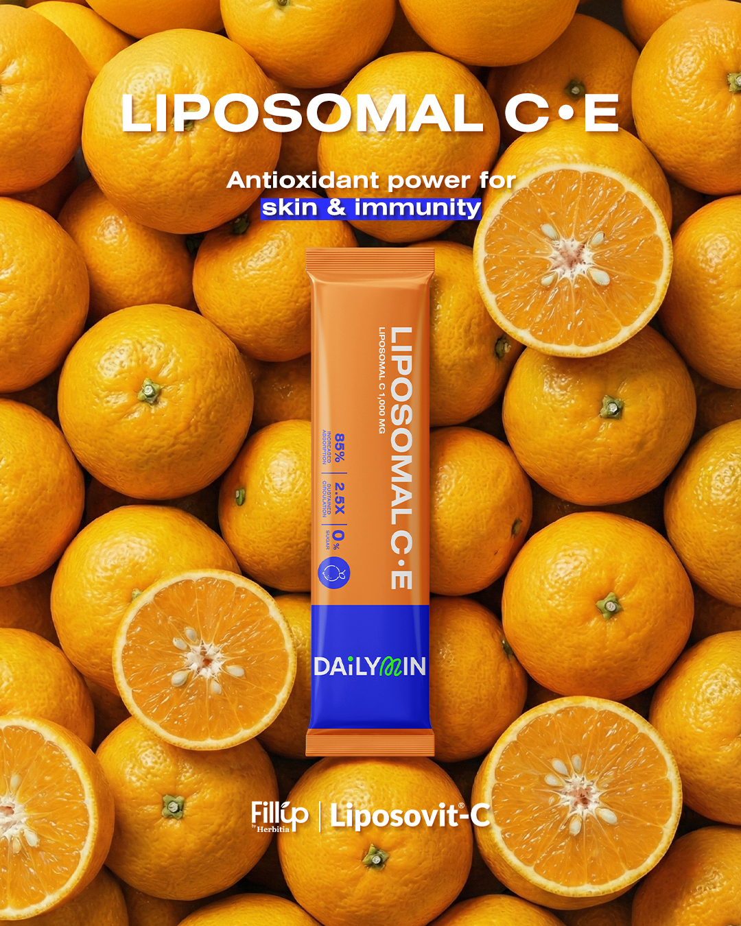 Fillup by Herbitia Facebook ad: DAiLYMIN LIPOSOMAL C•E - Antioxidant power for skin…