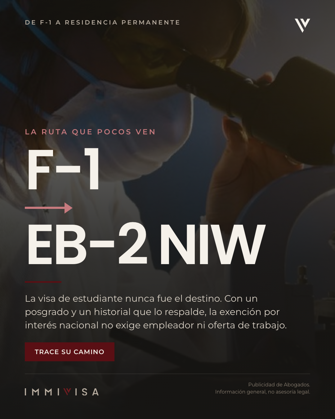 ImmiVisa Law Group Facebook ad: F-1 → EB-2 NIW