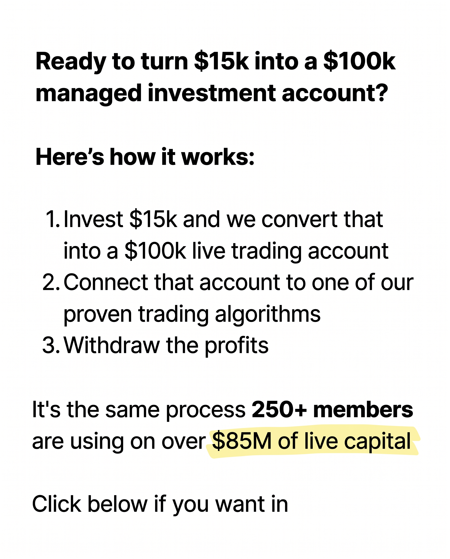 Progress Overcome Win Facebook ad: Done For You Trading With Funded Capital