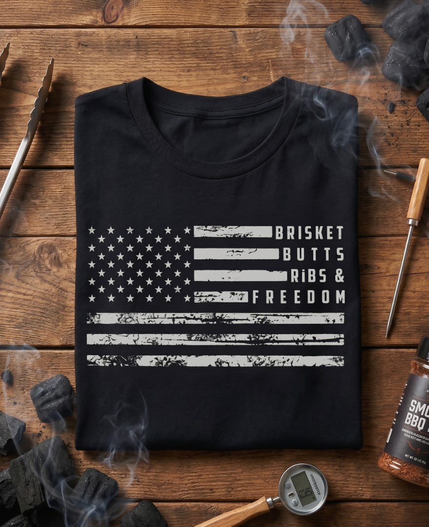 Meat Sweats Apparel Facebook ad: Brisket Butts Ribs & Freedom