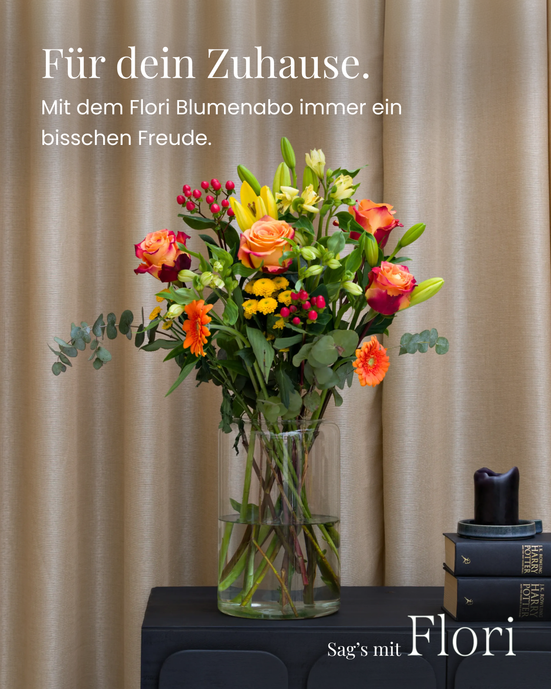 Flori.at Facebook ad: Immer frische Blumen zuhause