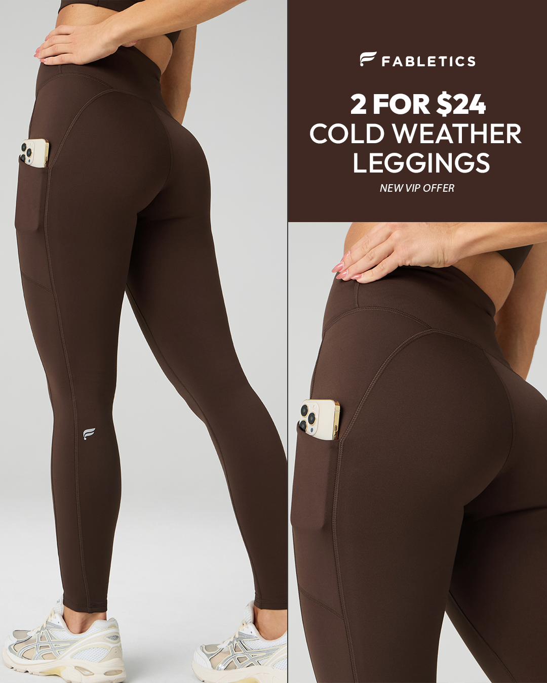 Fabletics Facebook ad: Cold weather leggings are finally back in stock!