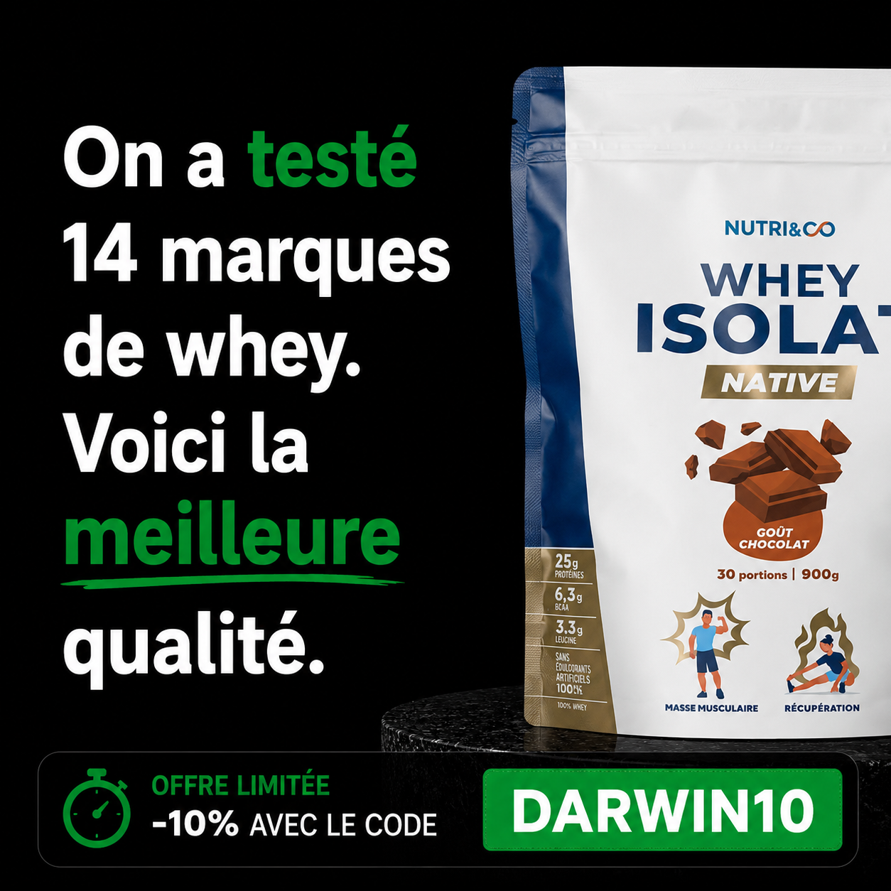 Darwin Nutrition Facebook ad: La meilleure qualité de whey