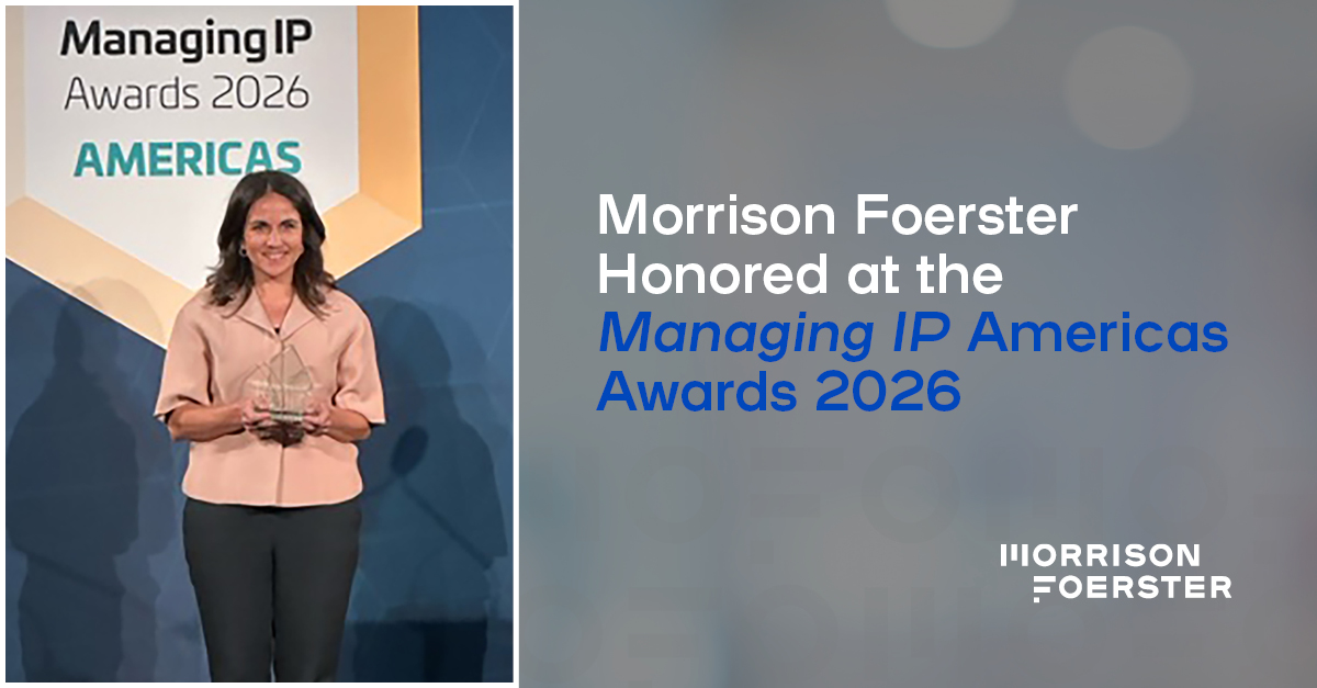 Morrison Foerster Facebook ad: MoFo was named Impact Case of the Year…