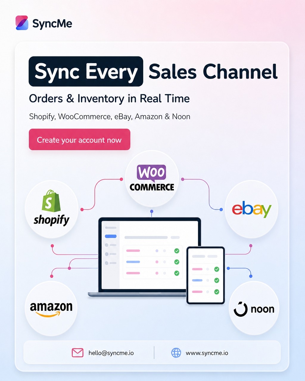 SyncMe Facebook ad: Sync Once, Sell Everywhere | SyncMe