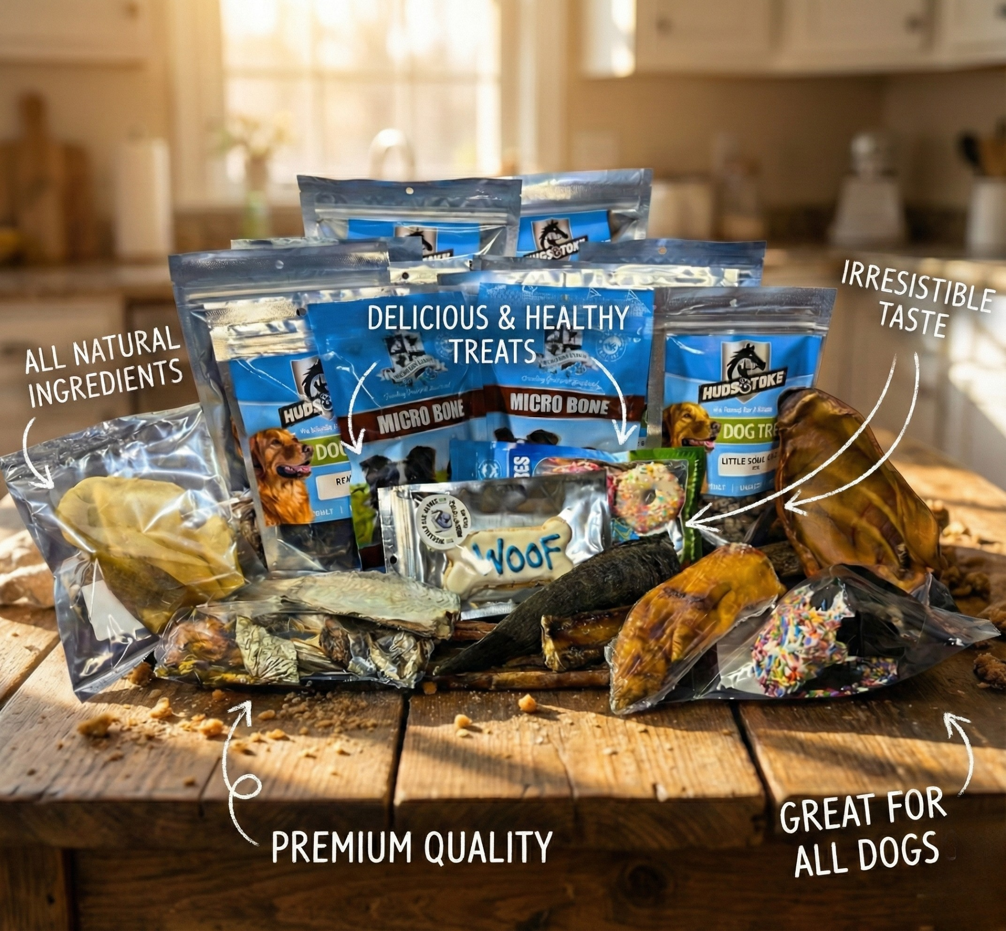 Huds and Toke Facebook ad: PREMIUM DOG TREAT BUNDLES